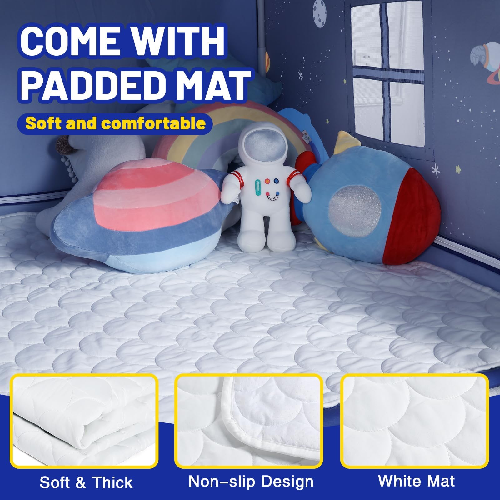 Space Kids Tent with Mat and Star Lights
