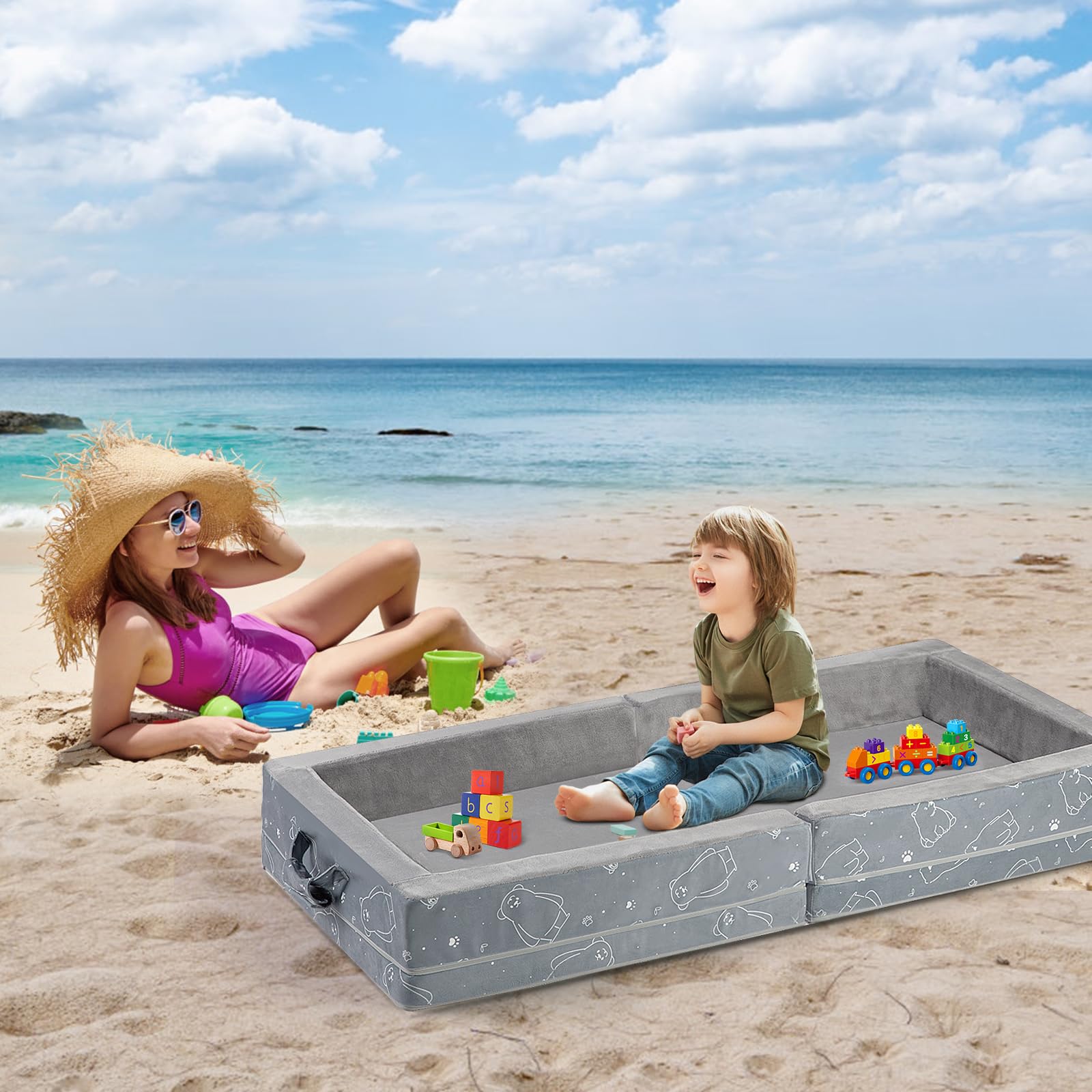 Portable Toddler Travel Bed – Foldable Soft Foam Floor Crib