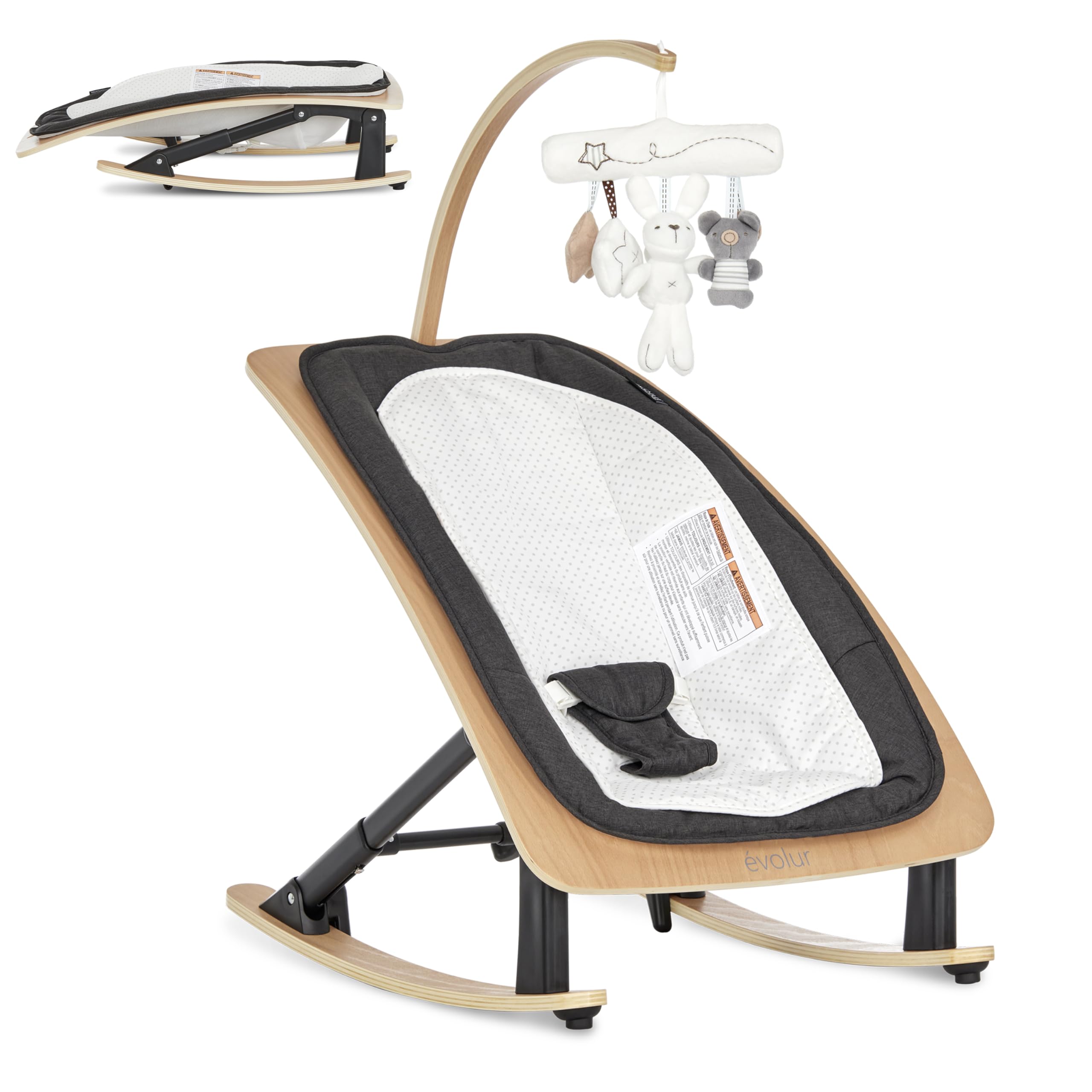 Tory 2-in-1 Rocker & Chair, Black