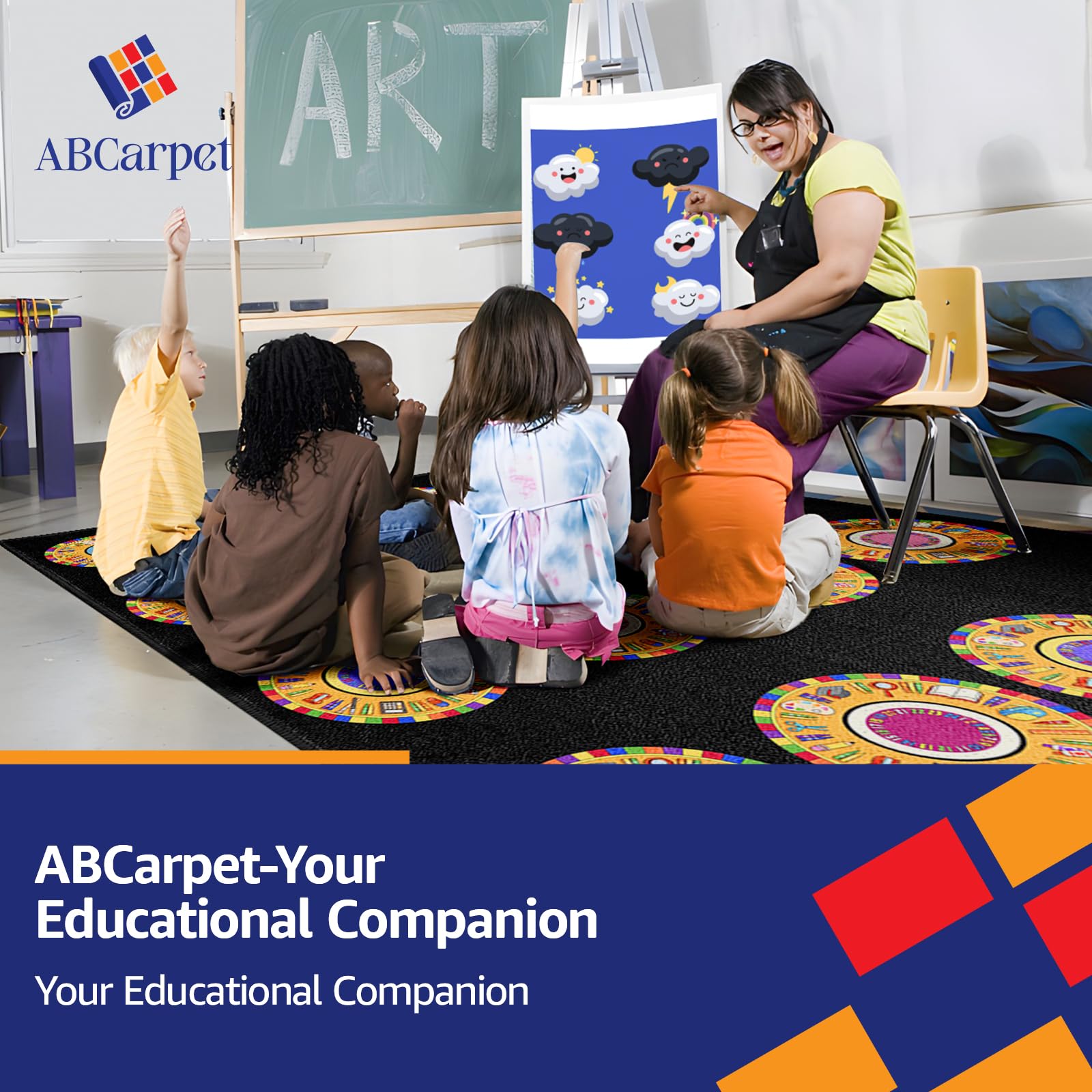 Classroom Rug 6'5"x8'5" Learning Rug Elementary Classroom Seating Carpet