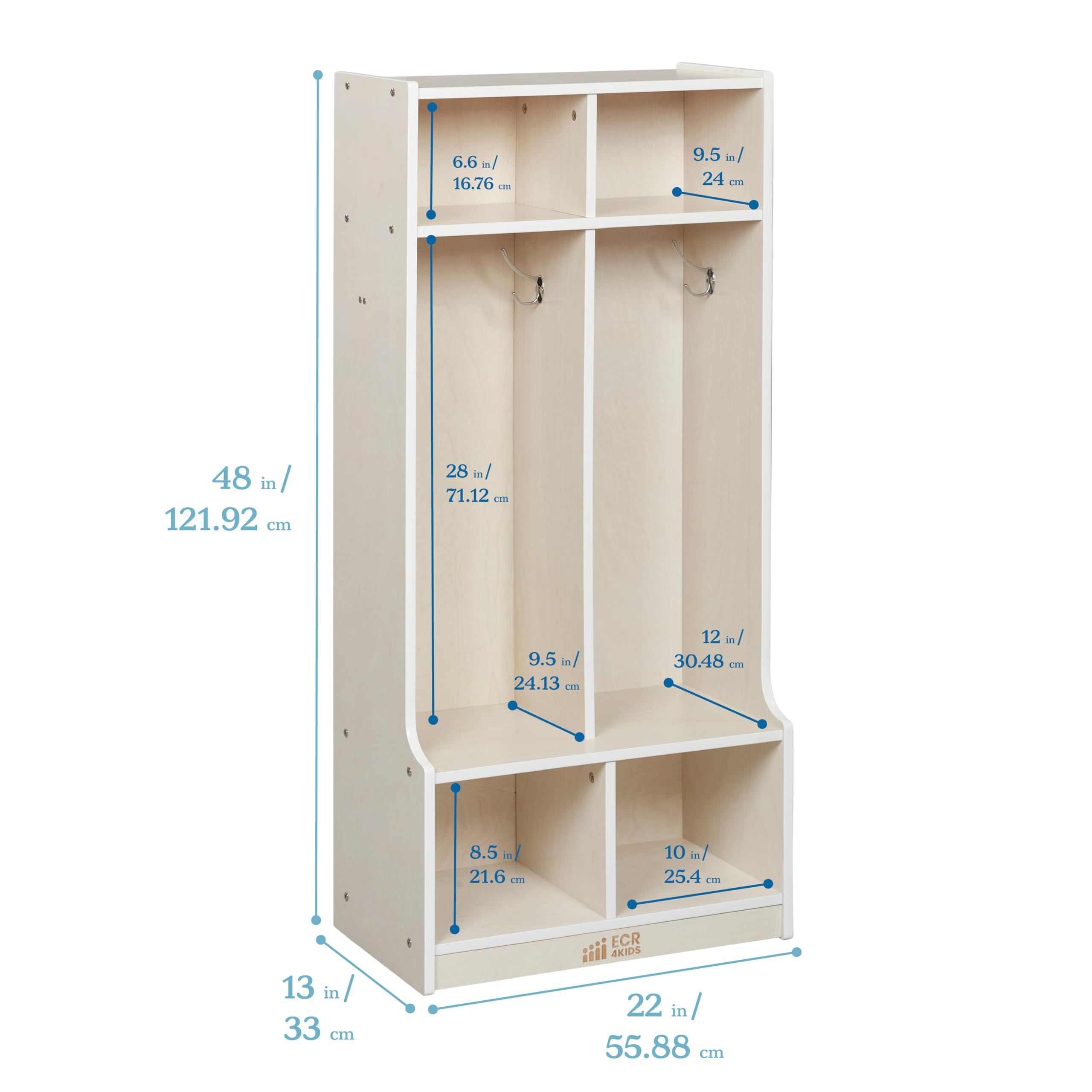 2-Section Coat Locker with Bench and Cubby Storage