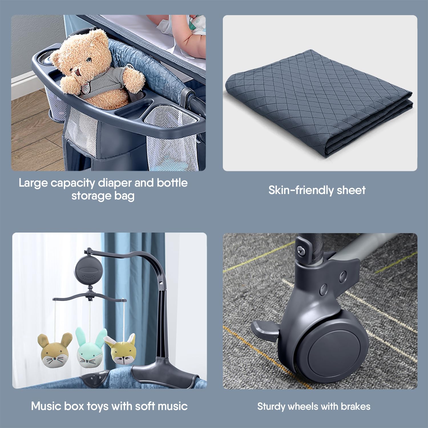 5-in-1 Portable Nursery Center with Bassinet and Changing Table