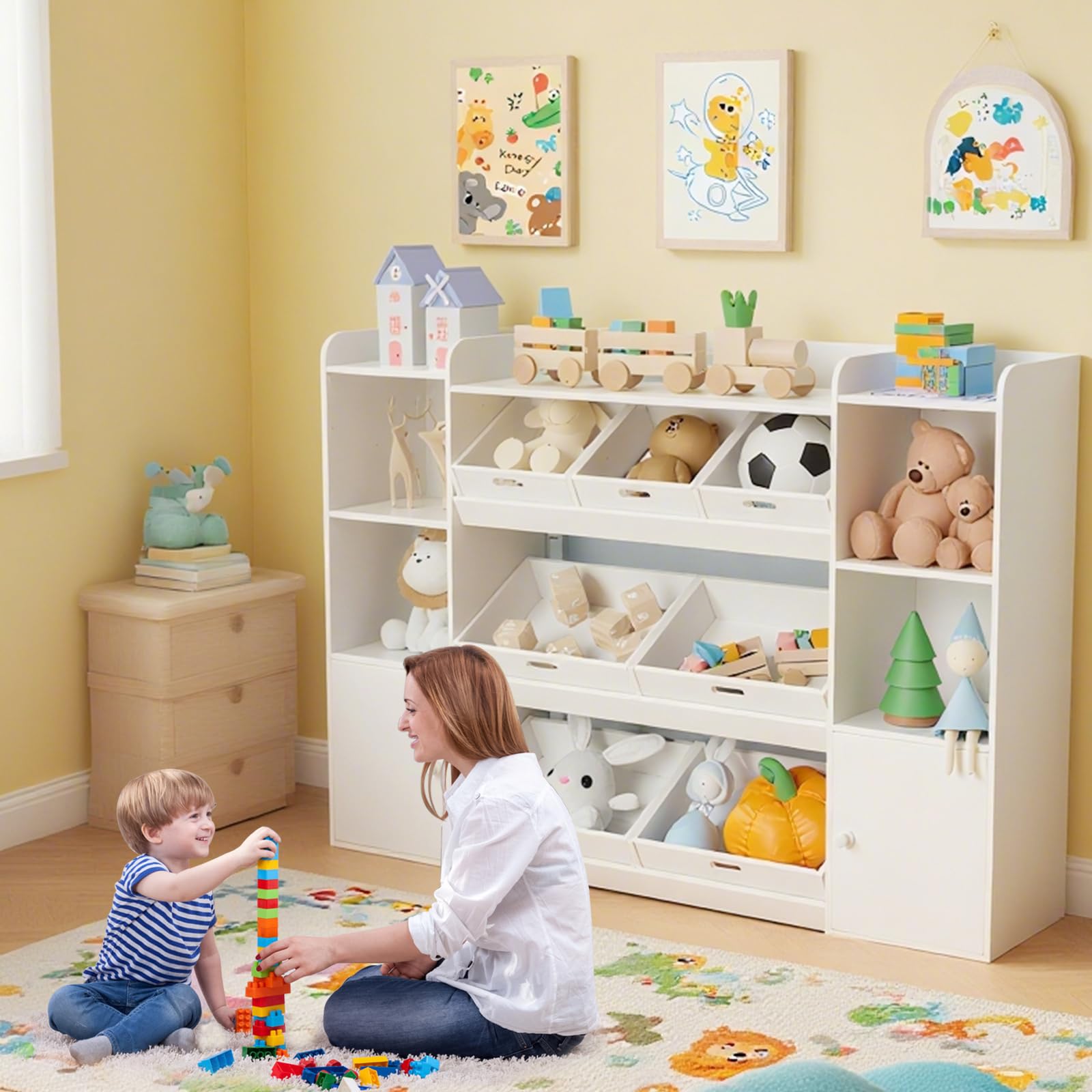 4-Tier Kids Toy Storage Organizer with Storage Boxes