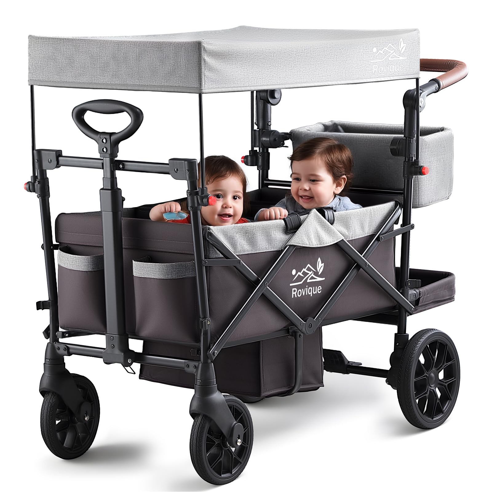 Stroller Wagon for Kids, Premium 2 Seater Kids Wagon Stroller with Removable Canopy