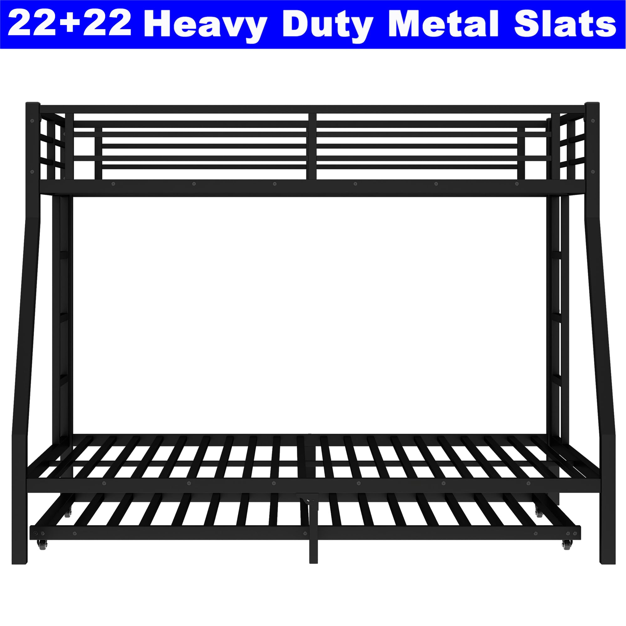 Metal Bunk Bed with Trundle