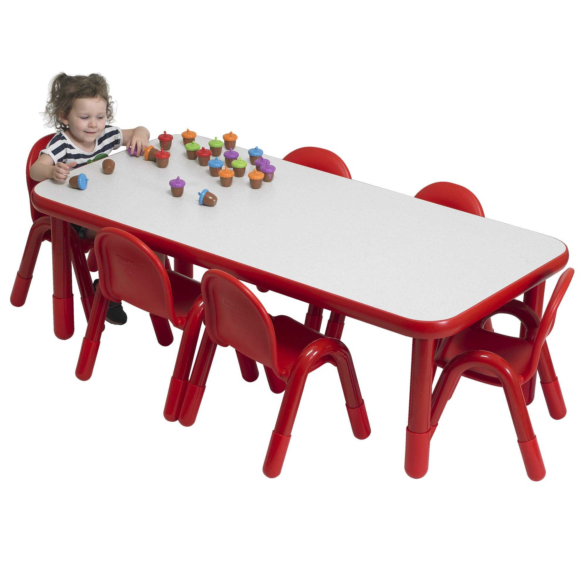 Baseline Preschool 60" x 30" Rectangular Table & Chair Set - Solid Red