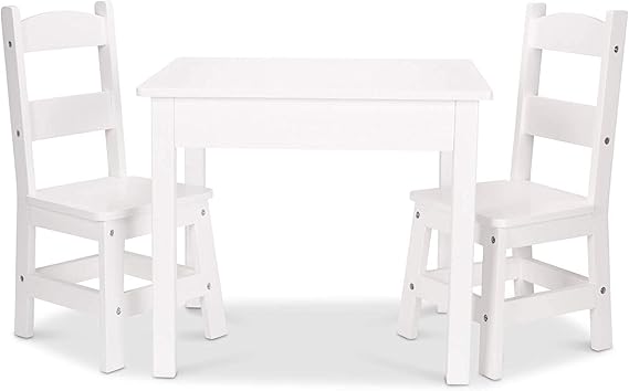 Solid Wood Table and 2 Chairs Set - Light Finish Furniture for Playroom