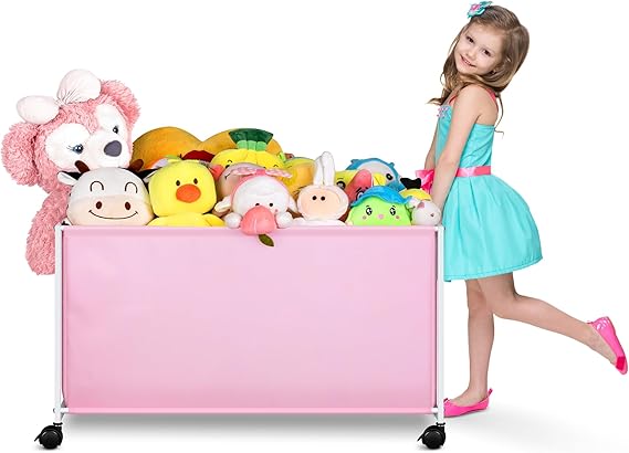 Large Toy Box with Wheels Big Toy Chest for Kids Organizer Toy Storage Bin