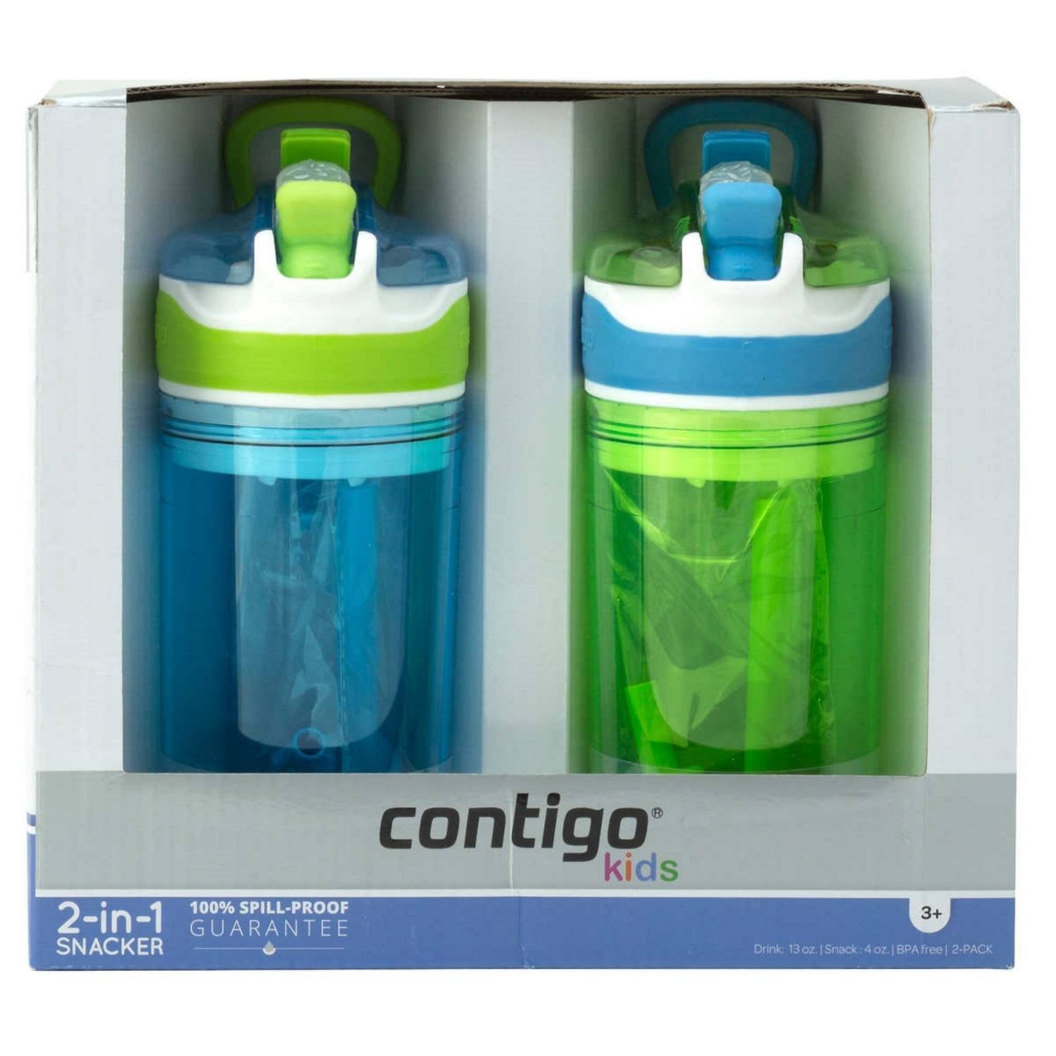 Kids 2 - in - 1 Snacker Spill Proof Cups 2 Pack Blue and Green