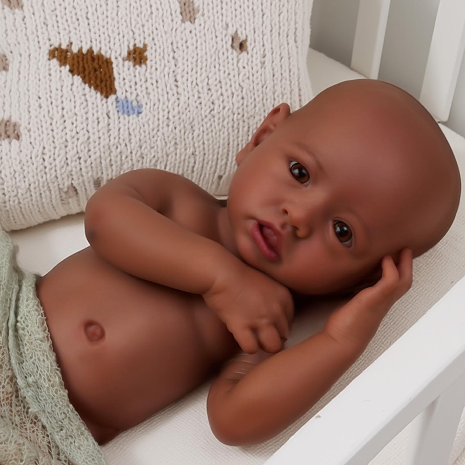 16 inch Full Body Silicone Baby Dolls, Realistic African American Reborn Doll Black Girl