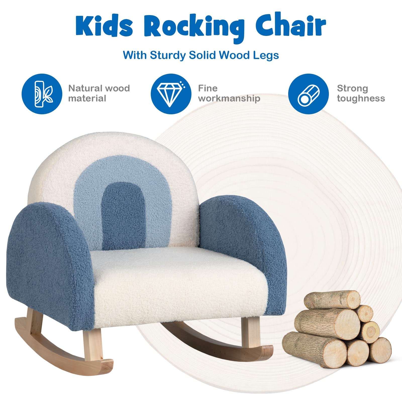 Kids Rocking Chair with Plush Fabric