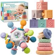 Baby Sensory Teething Toys Set, Montessori Baby Toys 6-12 Months