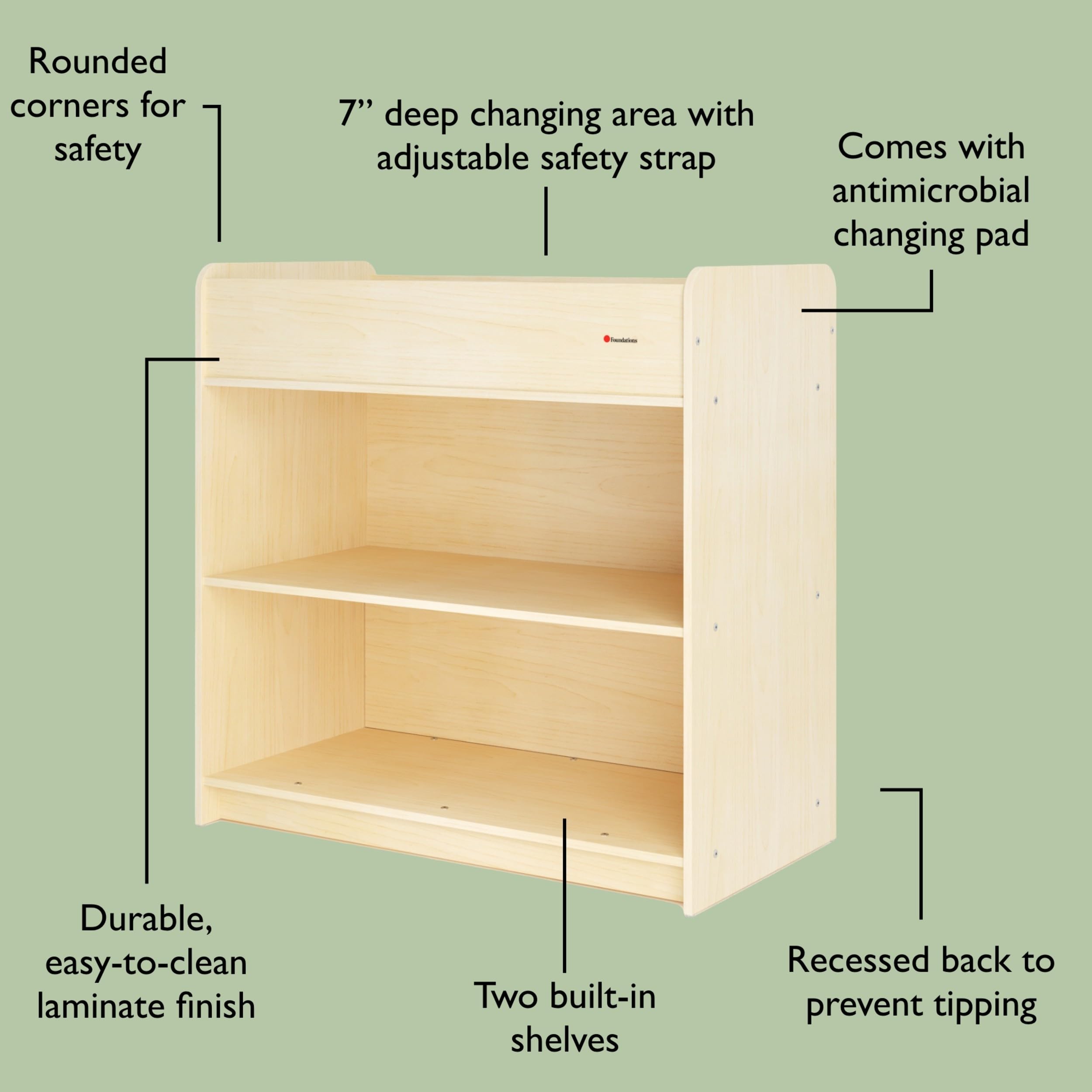 Changing Table with Wall Mounted Diaper Organizer 2-Piece Set
