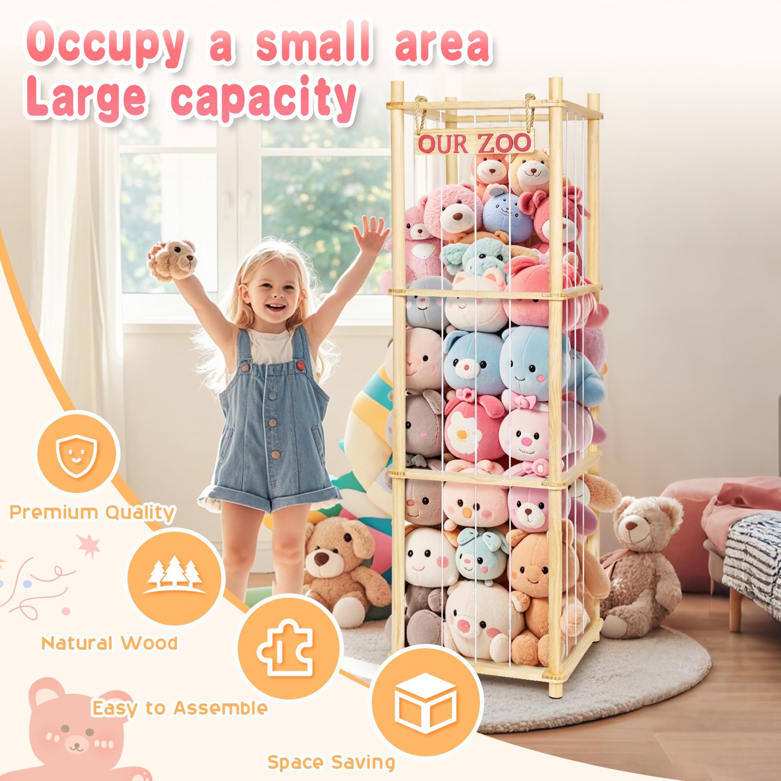Stuffed Animal Storage Organizer with Elastic Cords