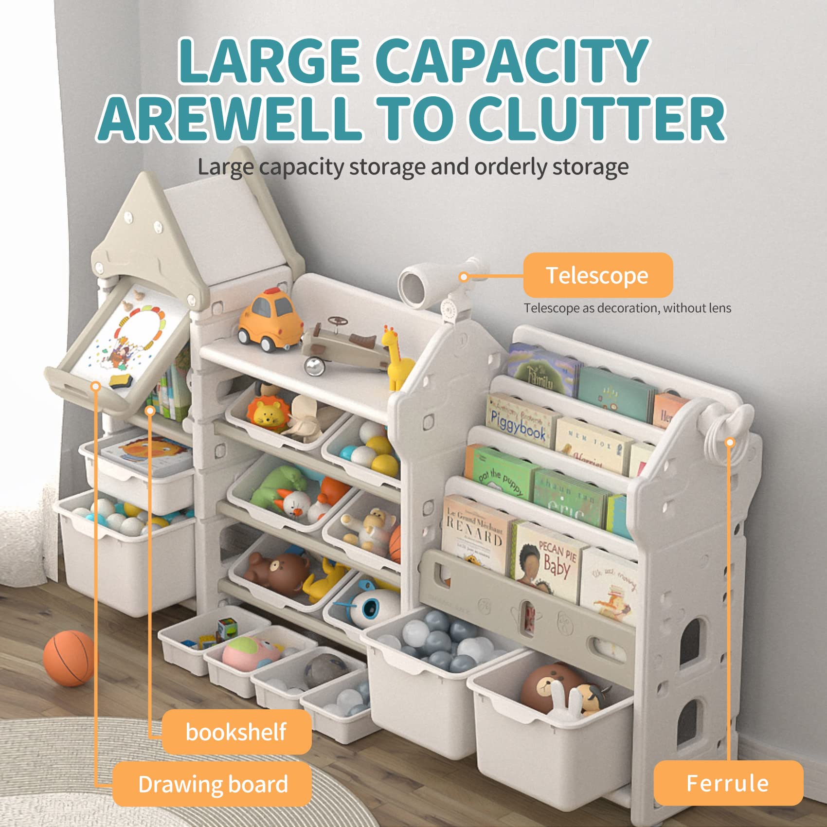 Kids Toy Storage Organizer with Bookshelf