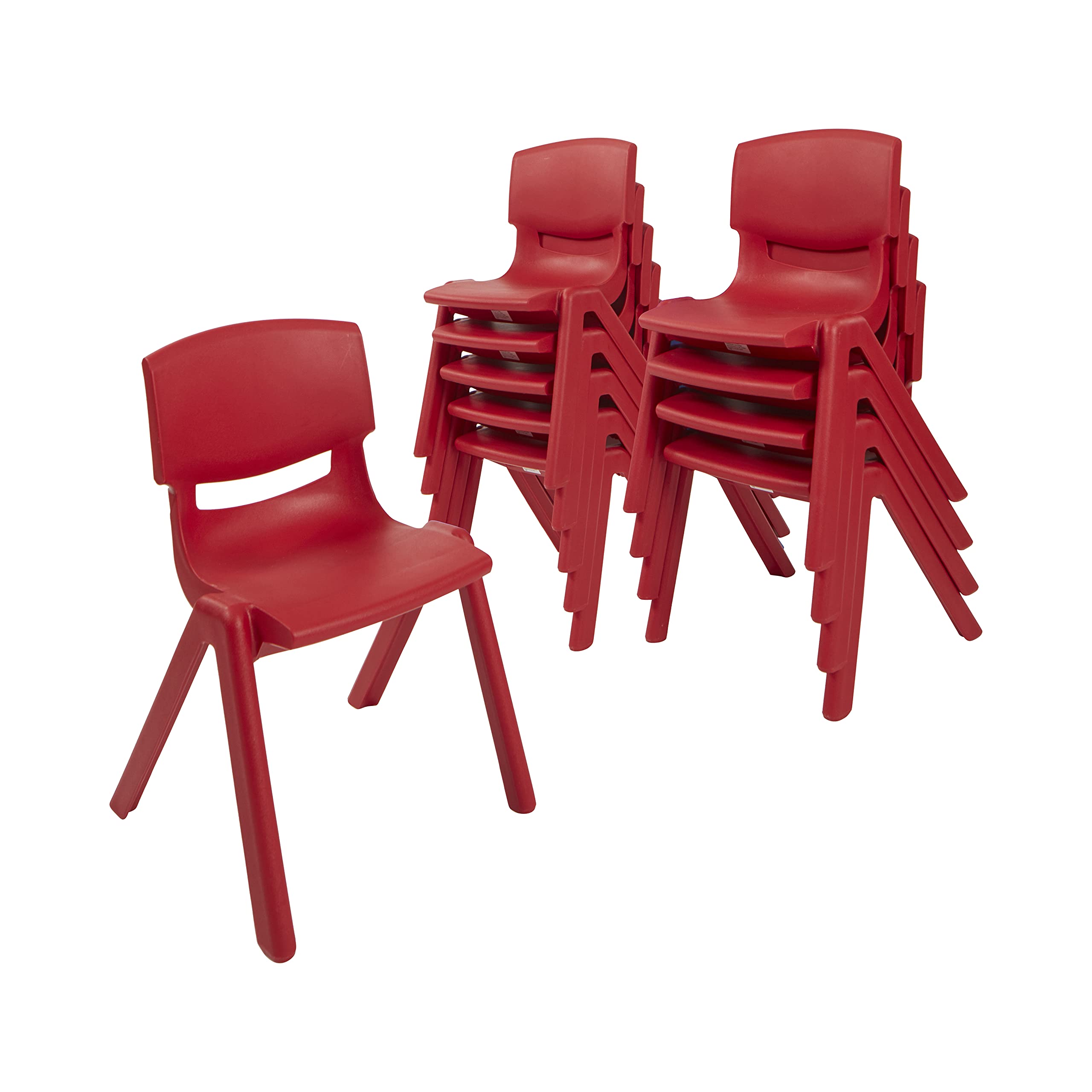 12-Inch Stackable School Chairs Red 10-Pack