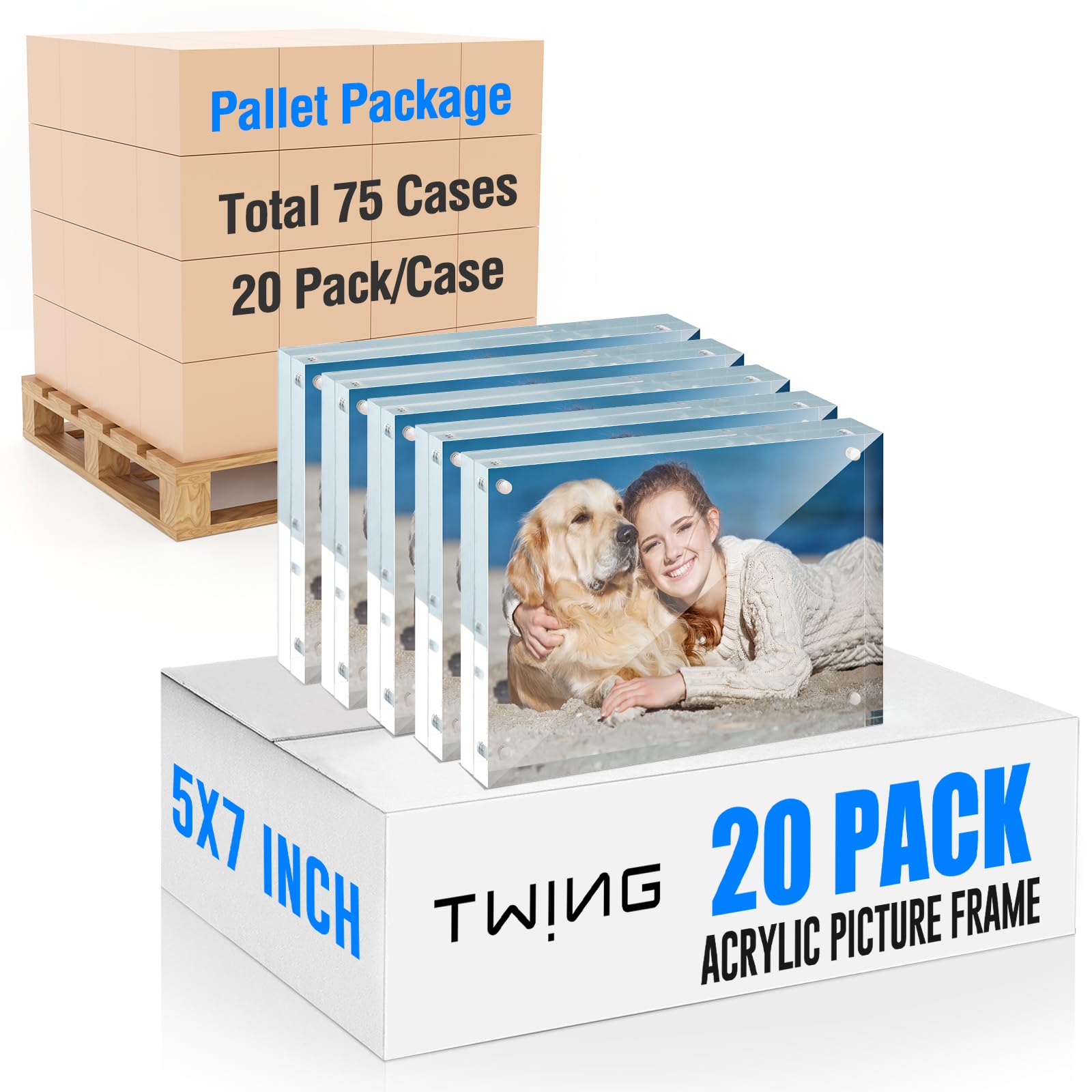 5x7 Acrylic Frame,75 Cases (20 Pack/Case) Pallet Package for Small Business,1