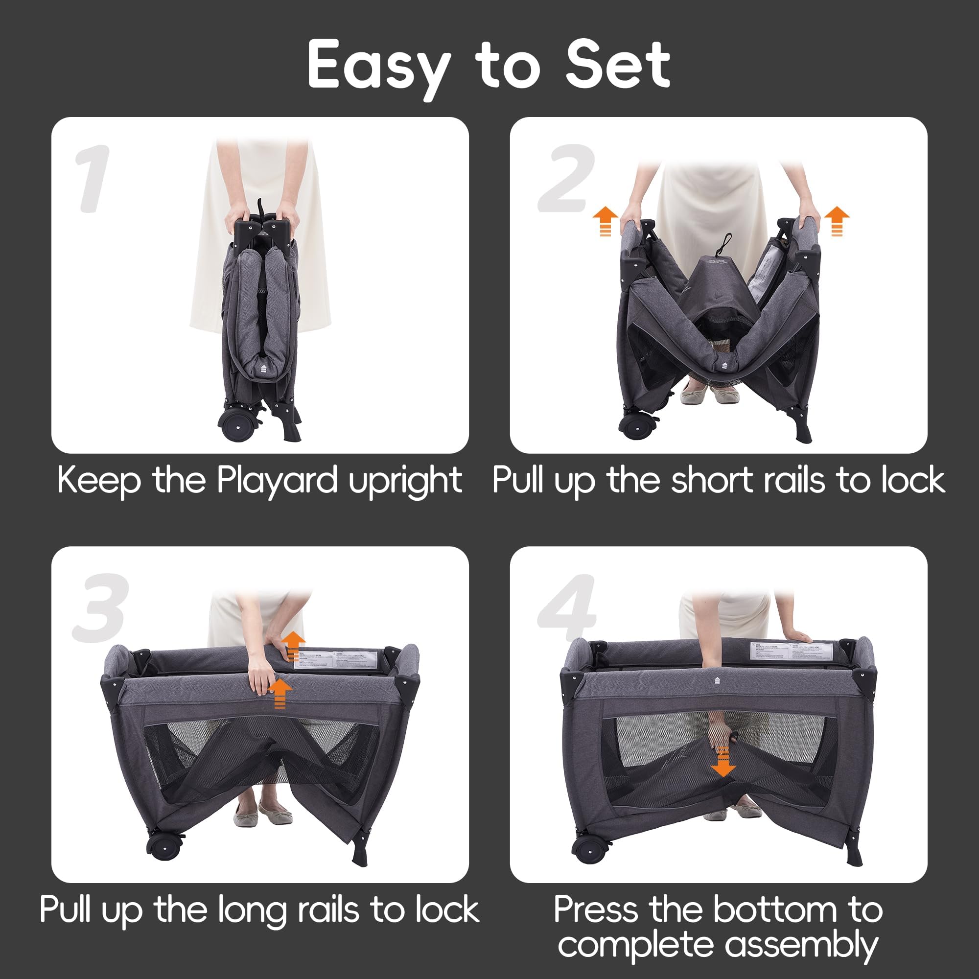 4-in-1 Portable Baby Playard with Bassinet and Changing Table