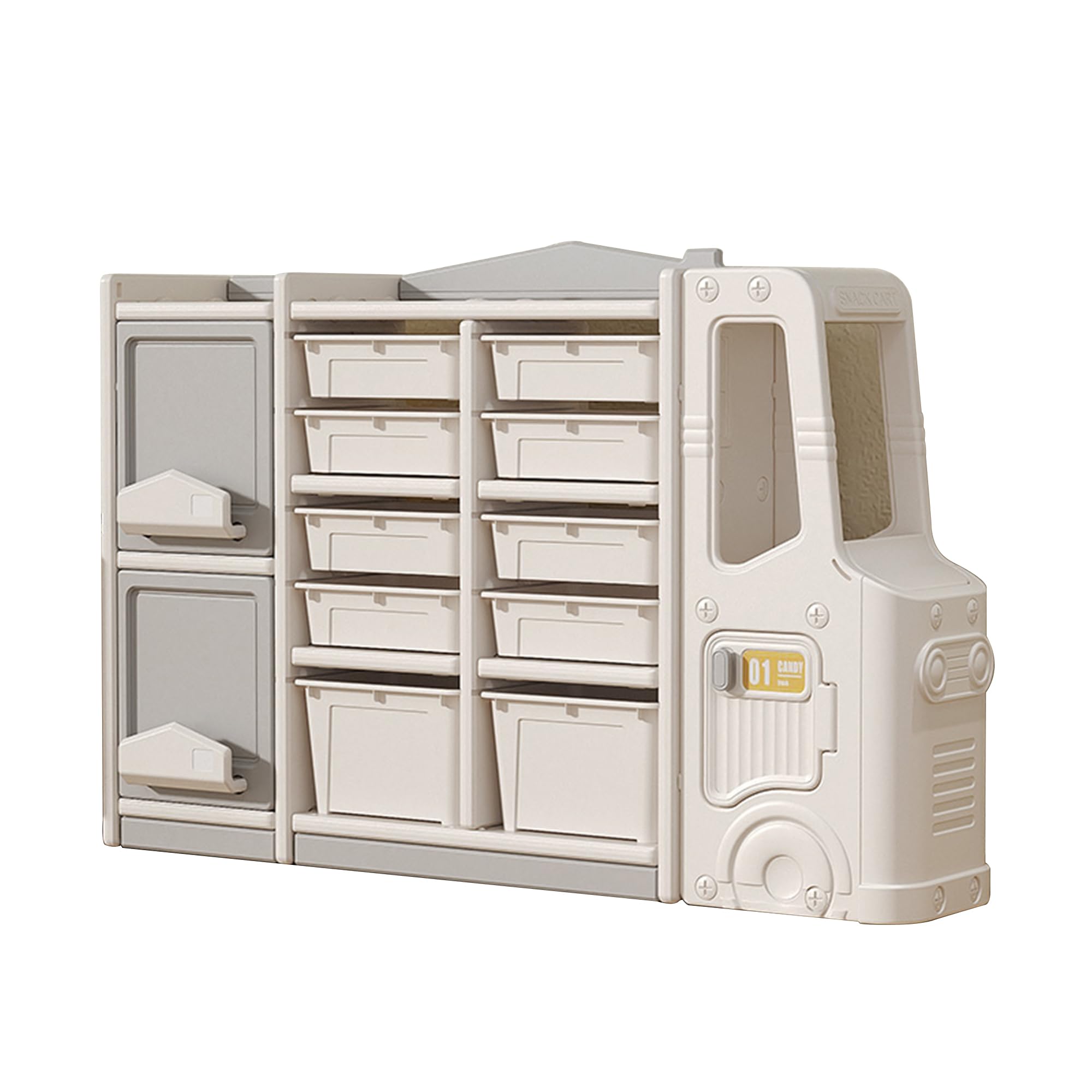 Kids Toy Organizer Multi-Functional Storage Bookshelf with Bins and Cabinets