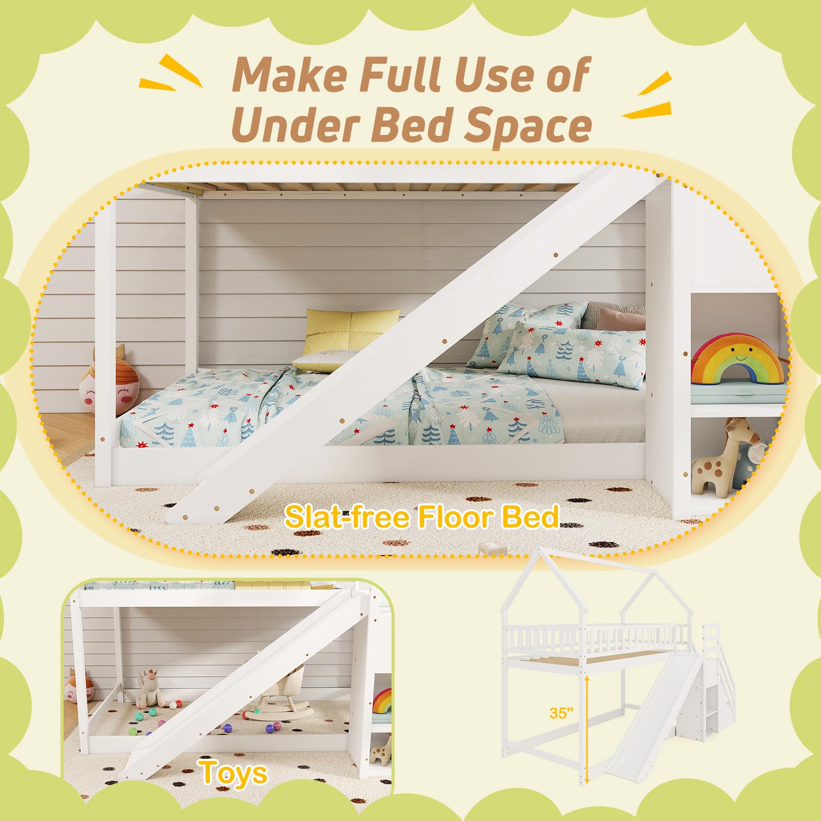 Twin Bunk Bed with Slide and Stairs