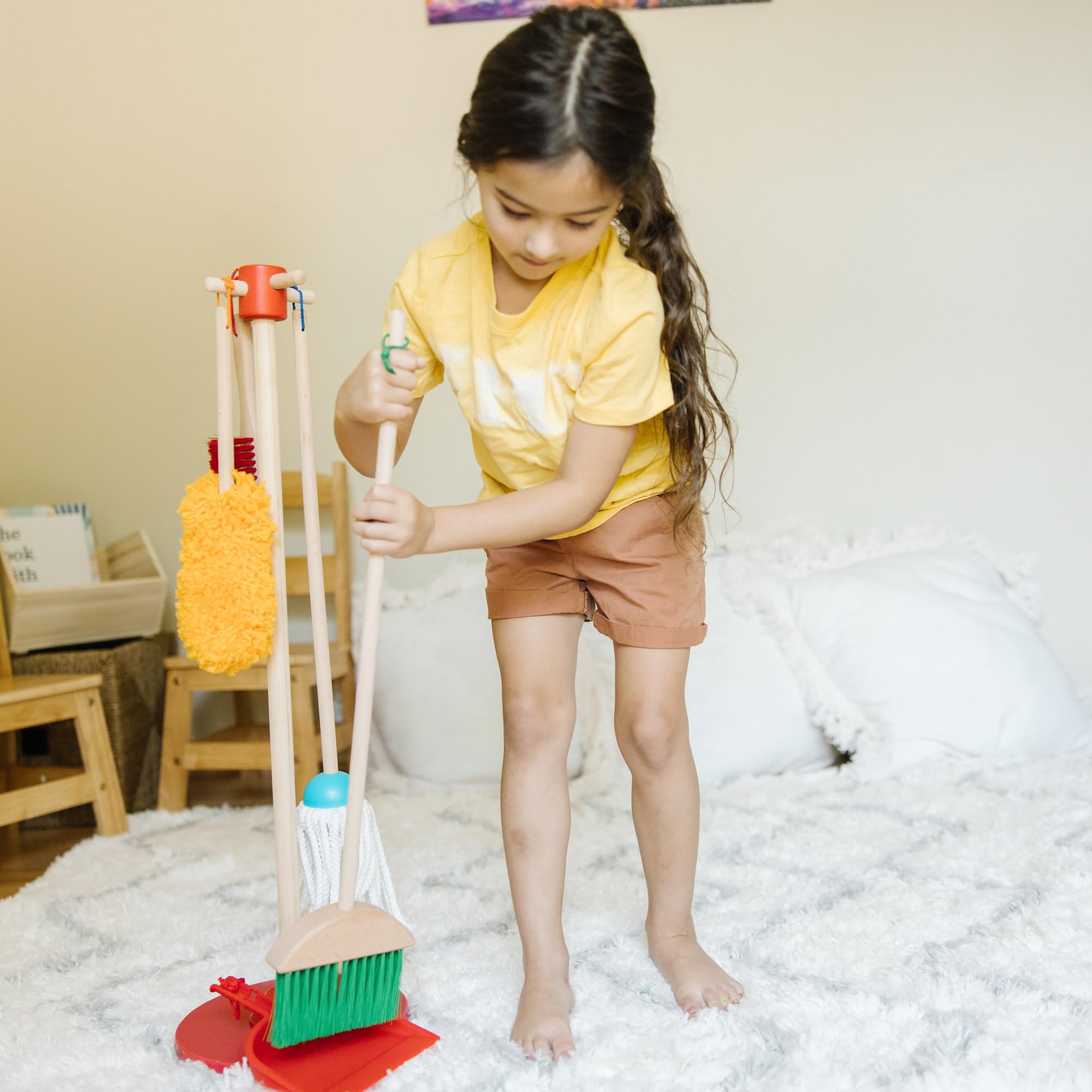 Doug Dust Sweep Mop, 6-Pc. Toddler Cleaning Set with Kids Broom