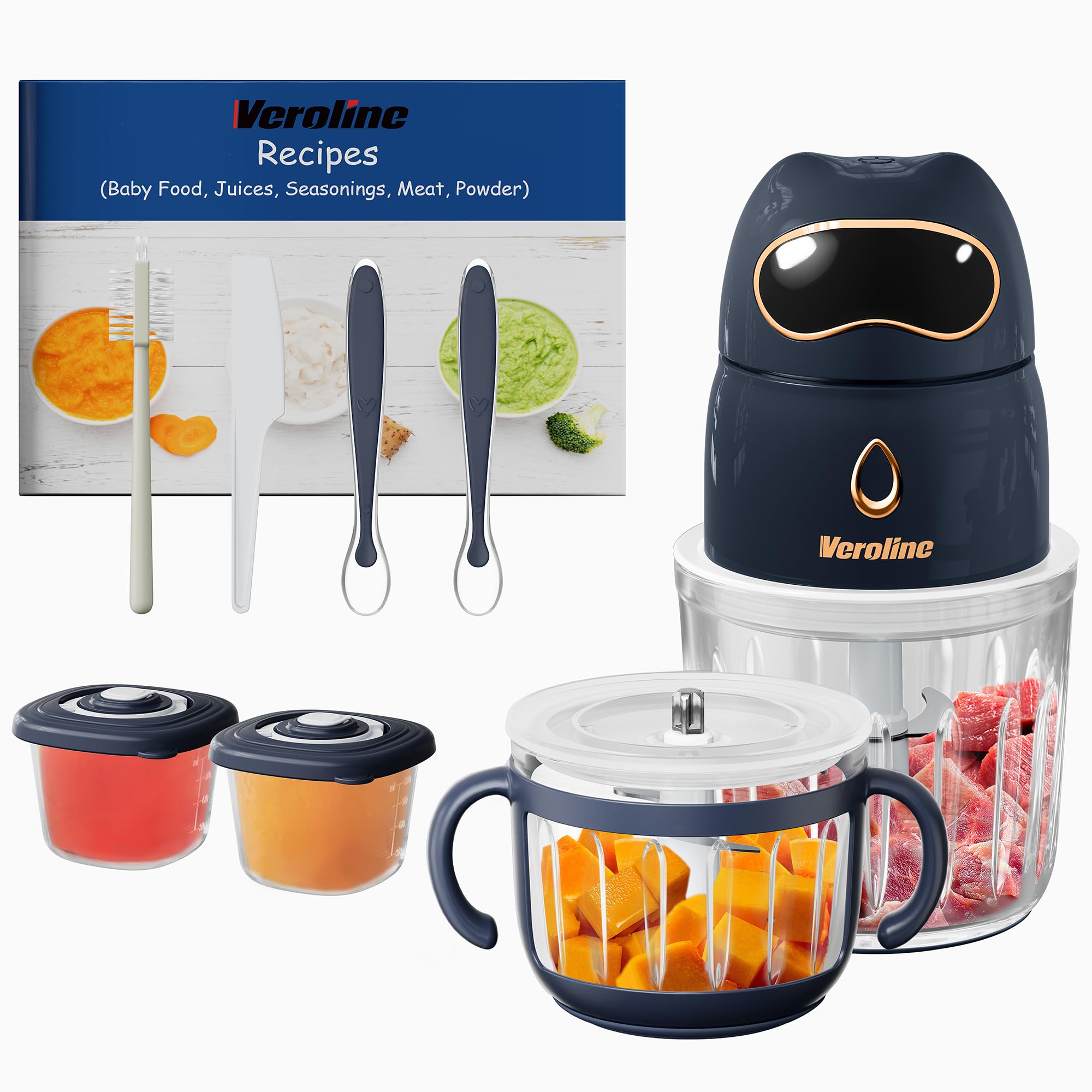 Baby Food Maker, 10-in-1 Baby Food Processor Set with 2 Glass