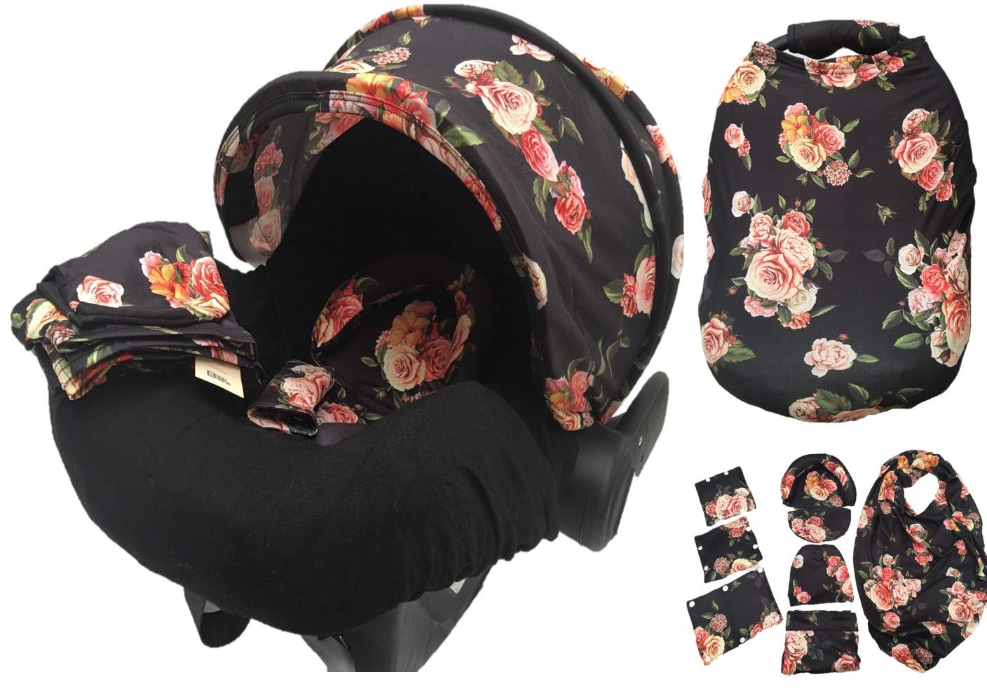 9pc Baby Boy Baby Girl Ultimate Set of Infant Car Seat Cover Canopy Headrest Blanket