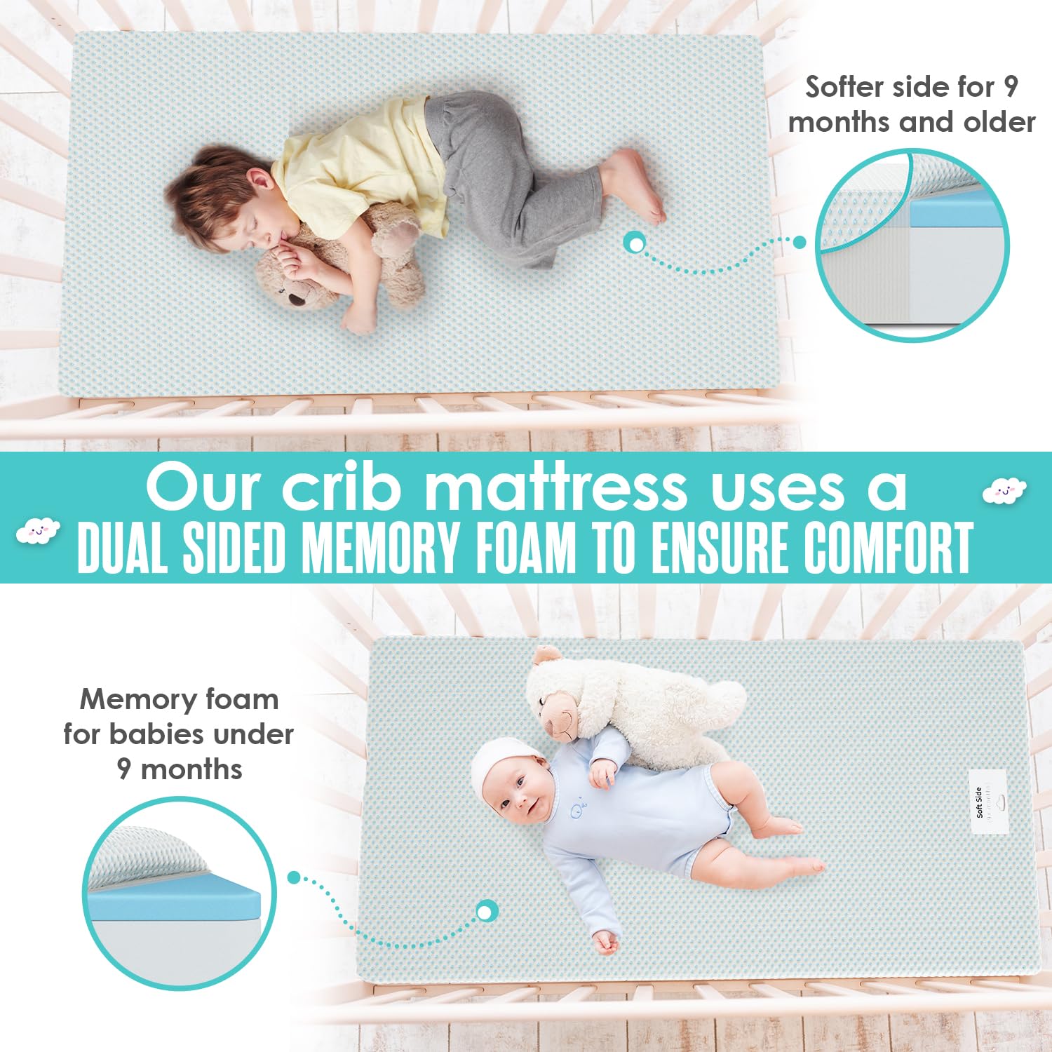 6" Dual-Sided Memory Foam Crib Mattress