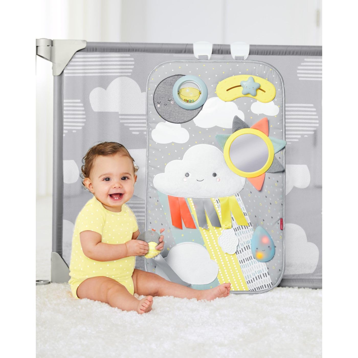 Expandable Baby Gate, Playview Enclosure, Silver Lining Cloud