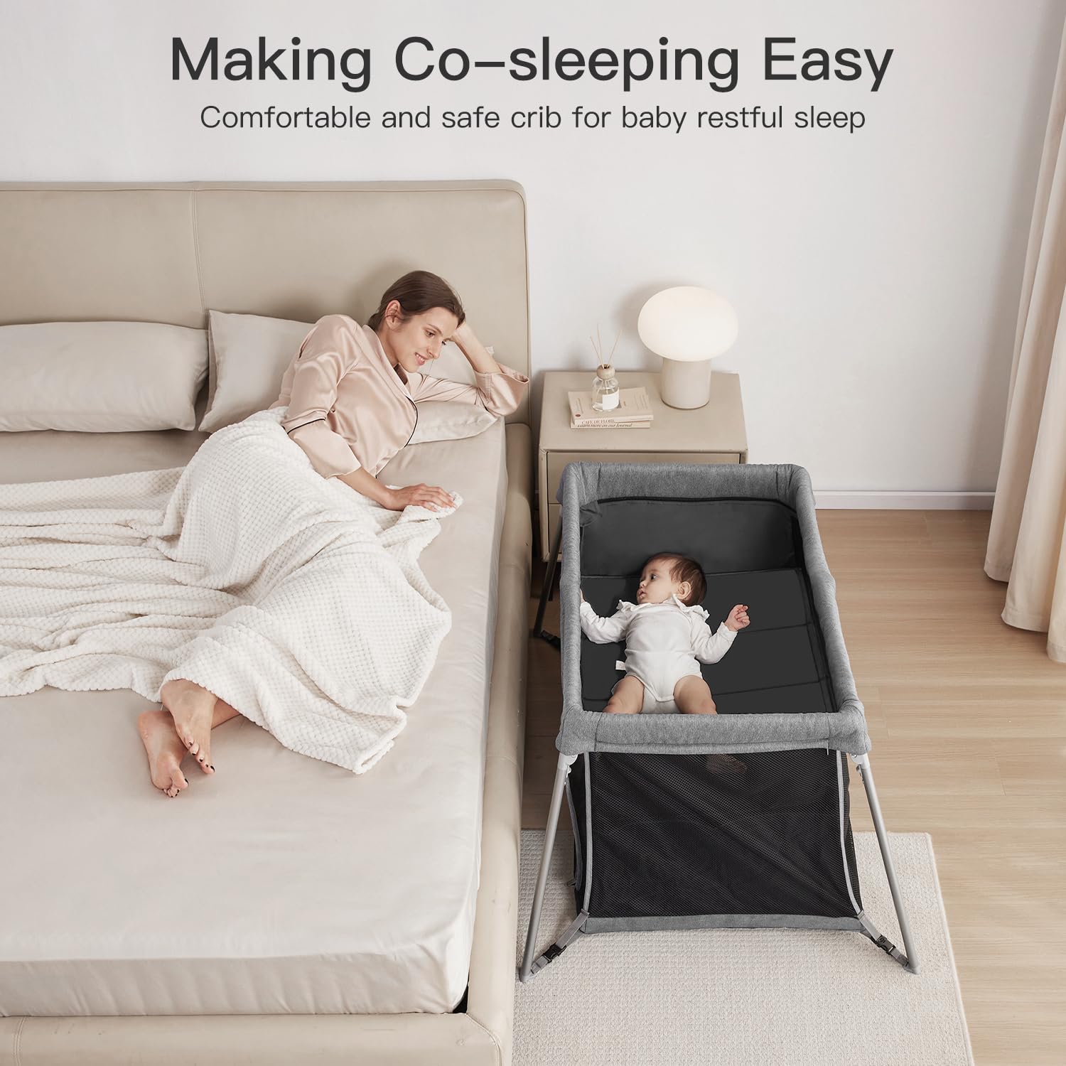 Portable Travel Crib with Bassinet and Playpen