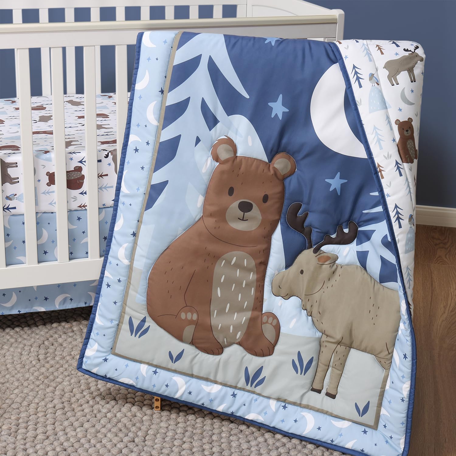 Woodland Crib Bedding Set - 3 Piece with Sheet, Quilt & Dust Ruffle