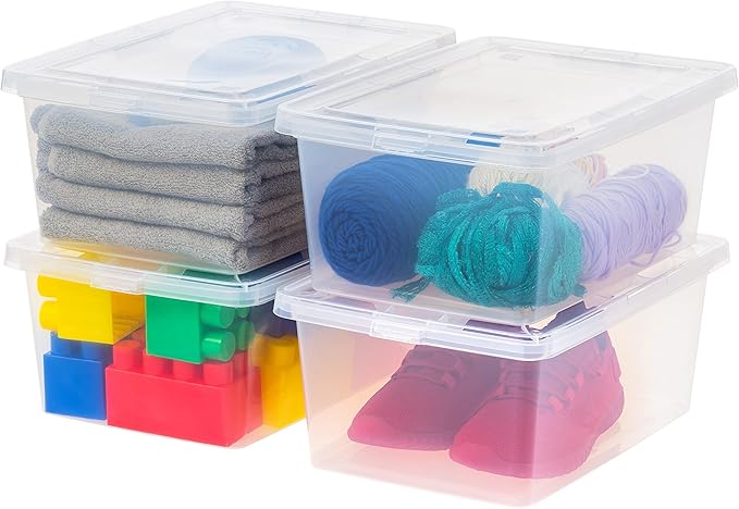 20-Pack Storage Bins with Lids, 6 Quart, Shoe Boxes Clear Stackable Containers Organize