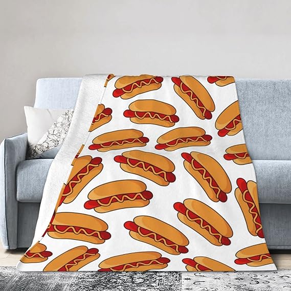 Hot Dog Food Throw Blanket Super Soft Warm Bed Blankets for Couch Bedroom