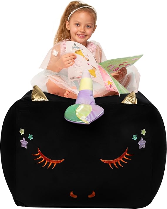 Stuffed Animal Toy Storage, Kids Bean Bag Chair COVER ONLY