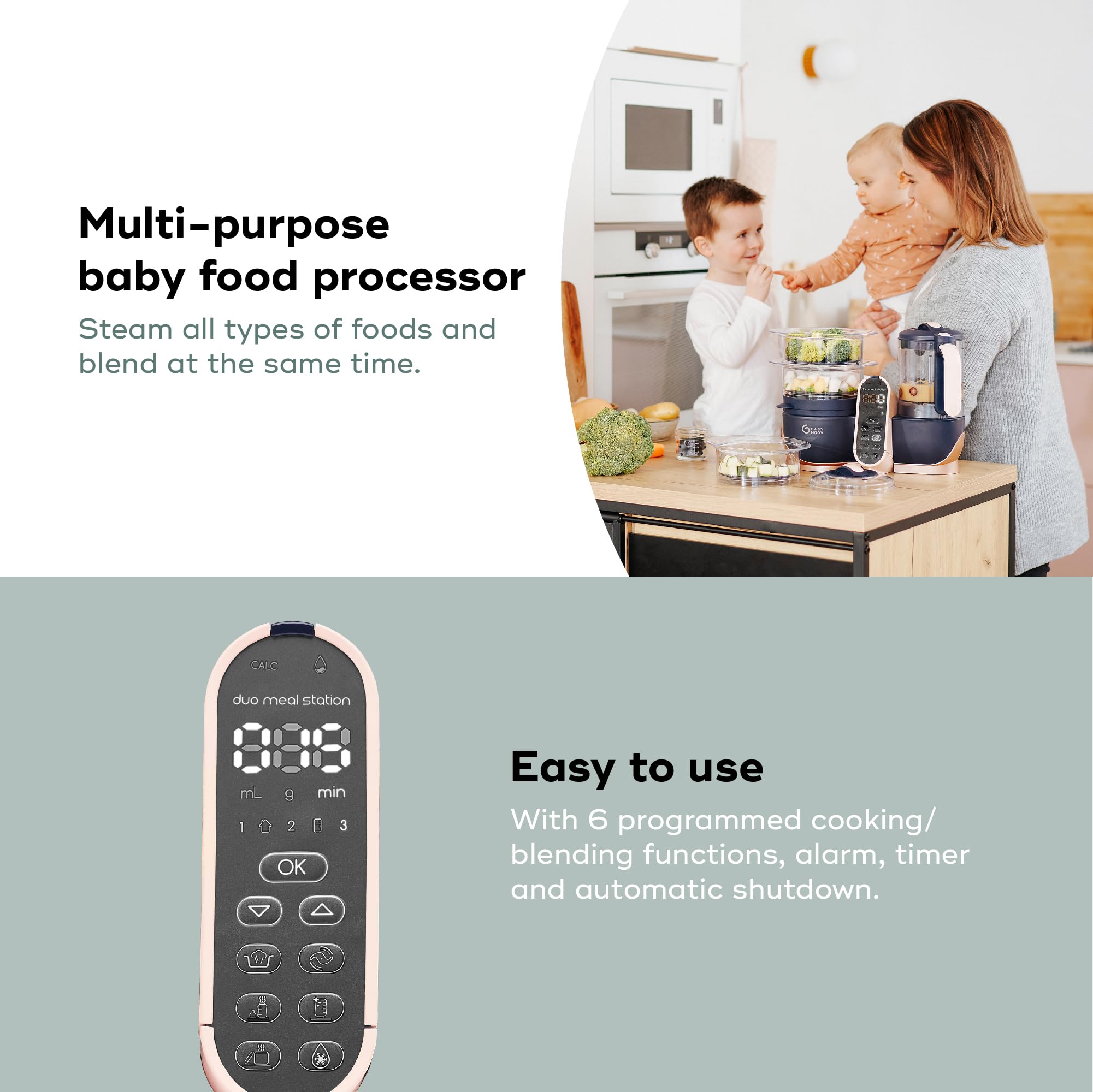 Babynutri Auto Baby Food Maker, Glass Baby Food Mills, Baby Blender & Steamer and Puree Maker with Auto Cooking, Easy Cleaning, Dishwasher Safe, Cook at Home, Touch Screen Control