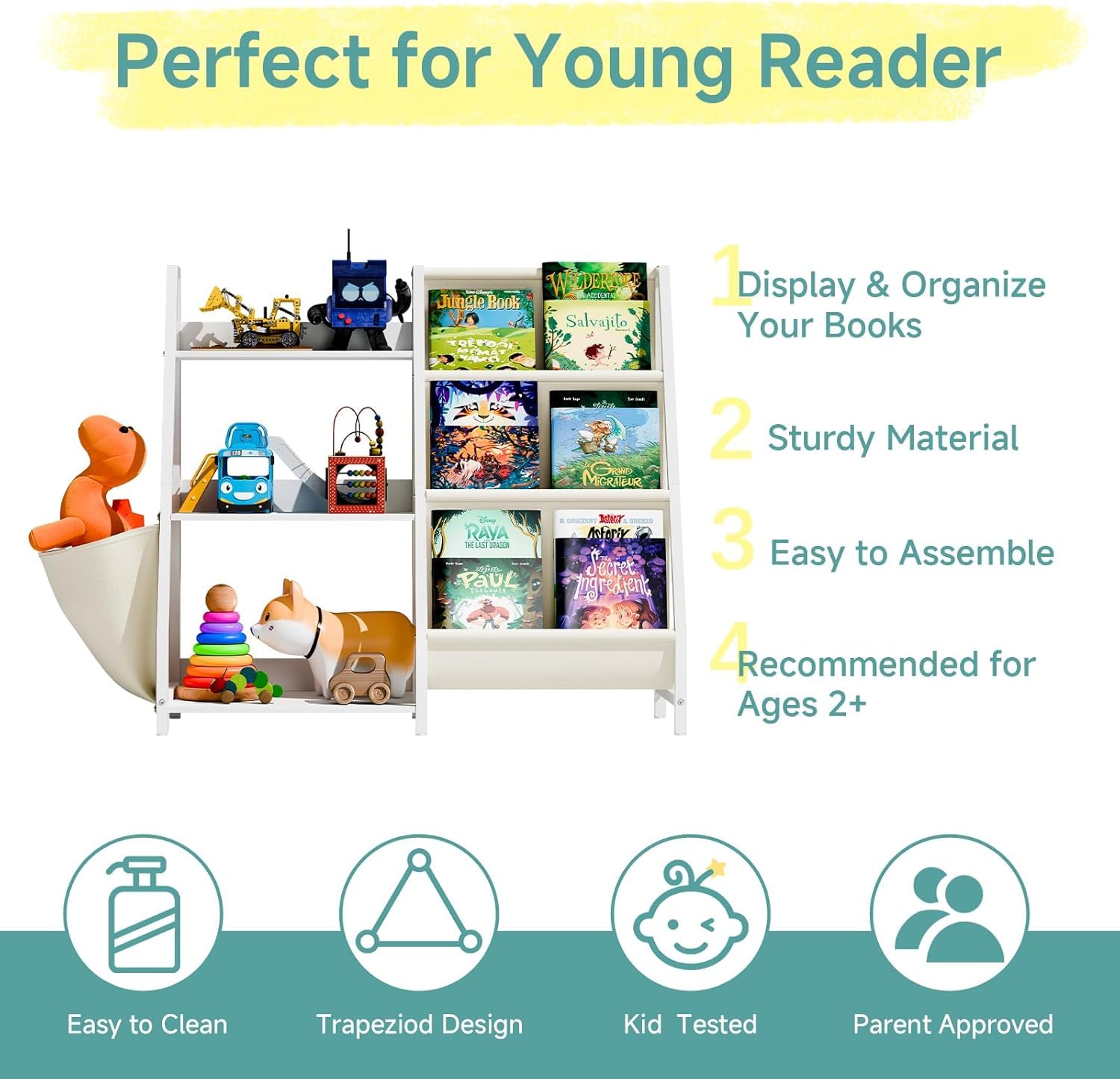 3-Tier Montessori Toy Storage Bookshelf