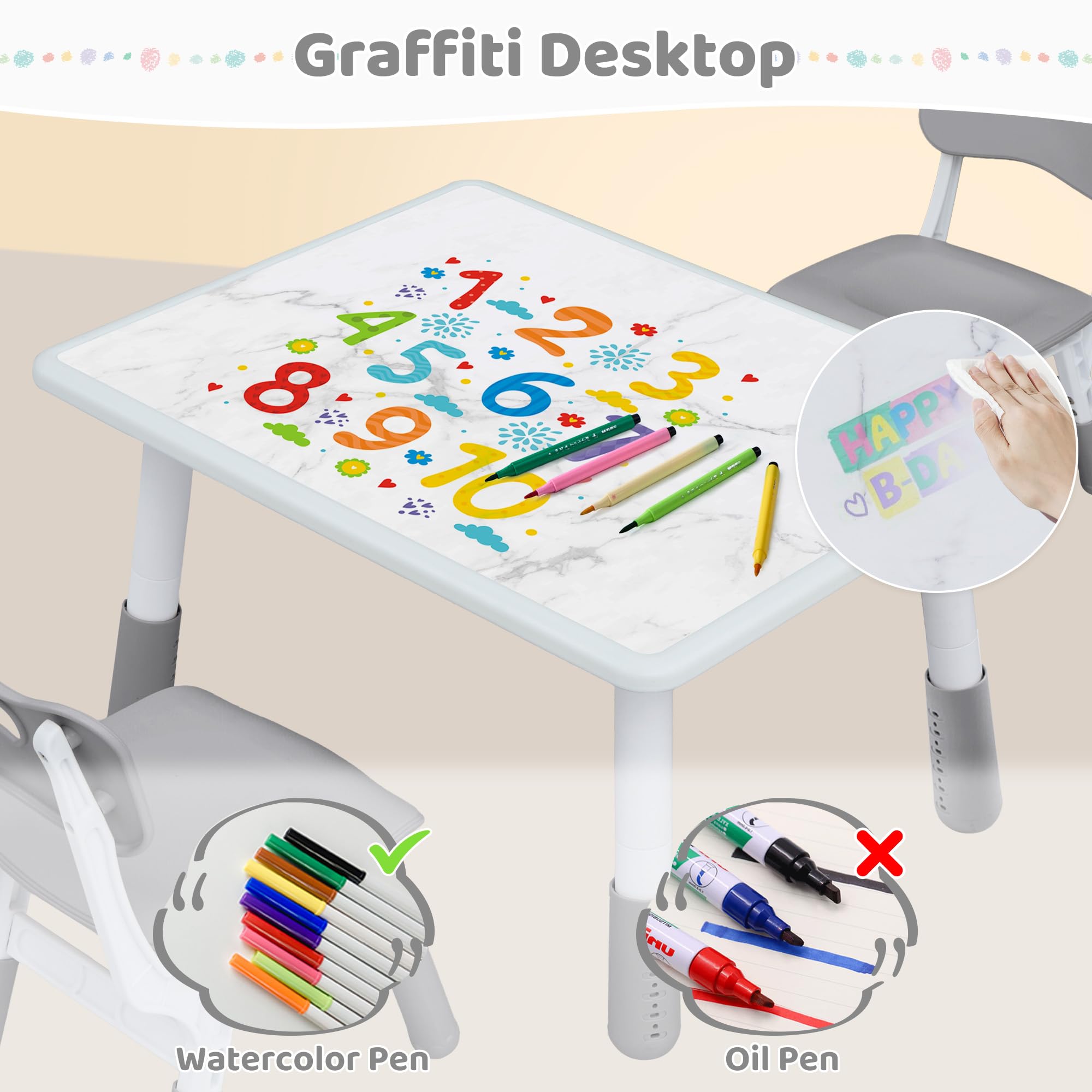 Height Adjustable Kids Table and Chair Set