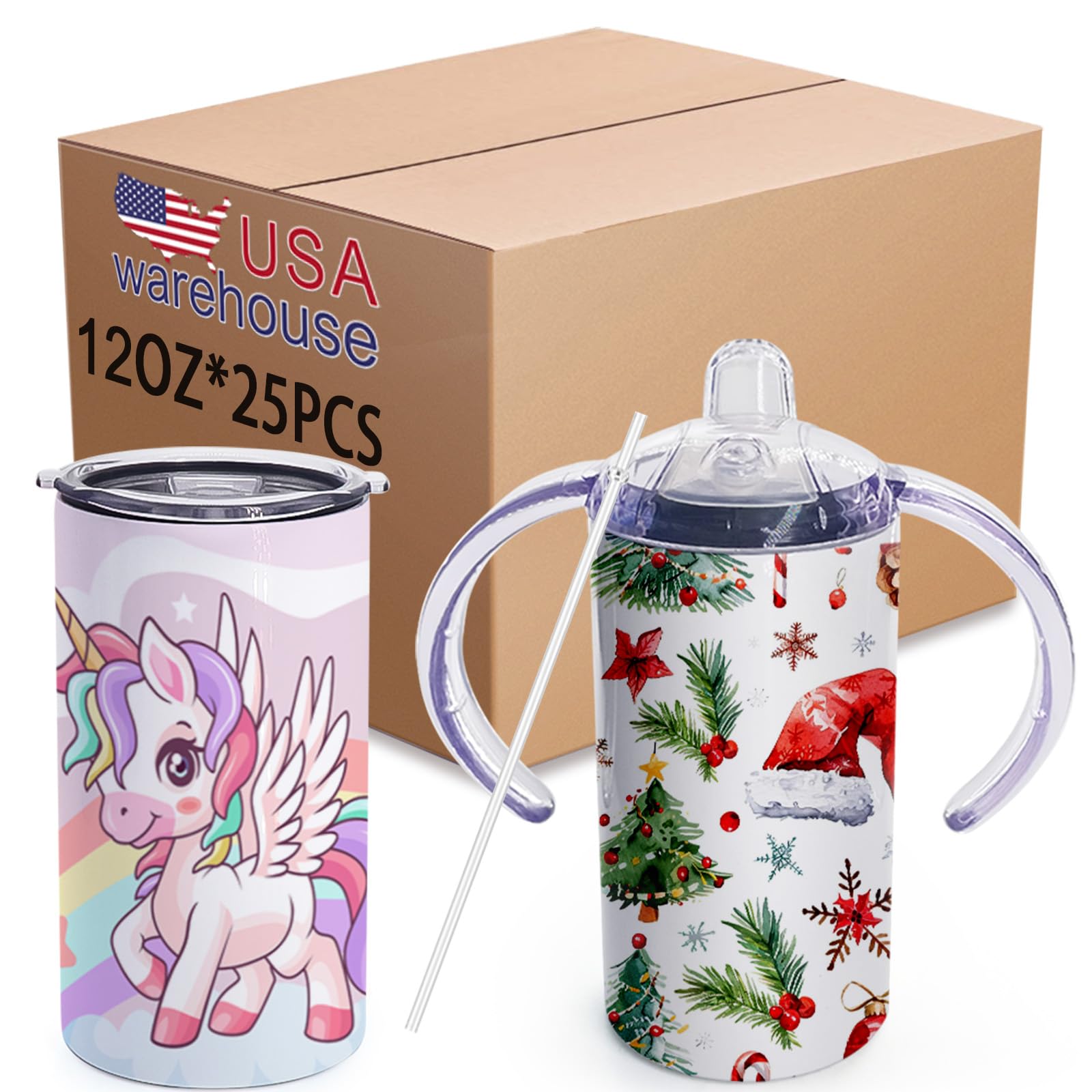 25 Pack 12 Oz Kids Sublimation Blanks Tumbler Skinny Straight Kids