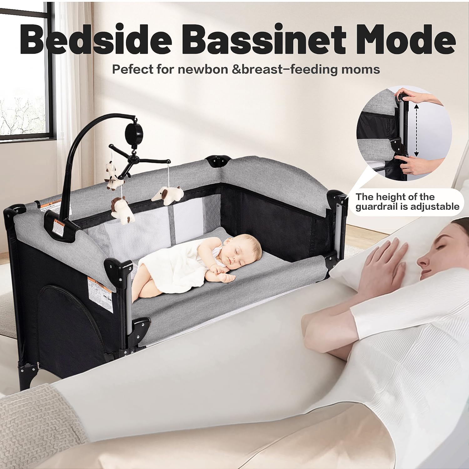 4-in-1 Height Adjustable Baby Playard with Changing Table