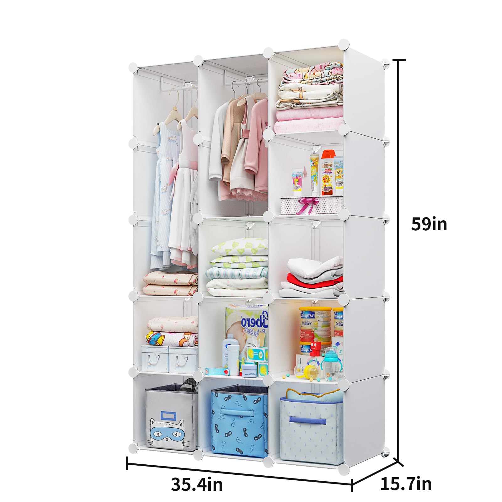 Modular Baby Wardrobe with Hanging Rods