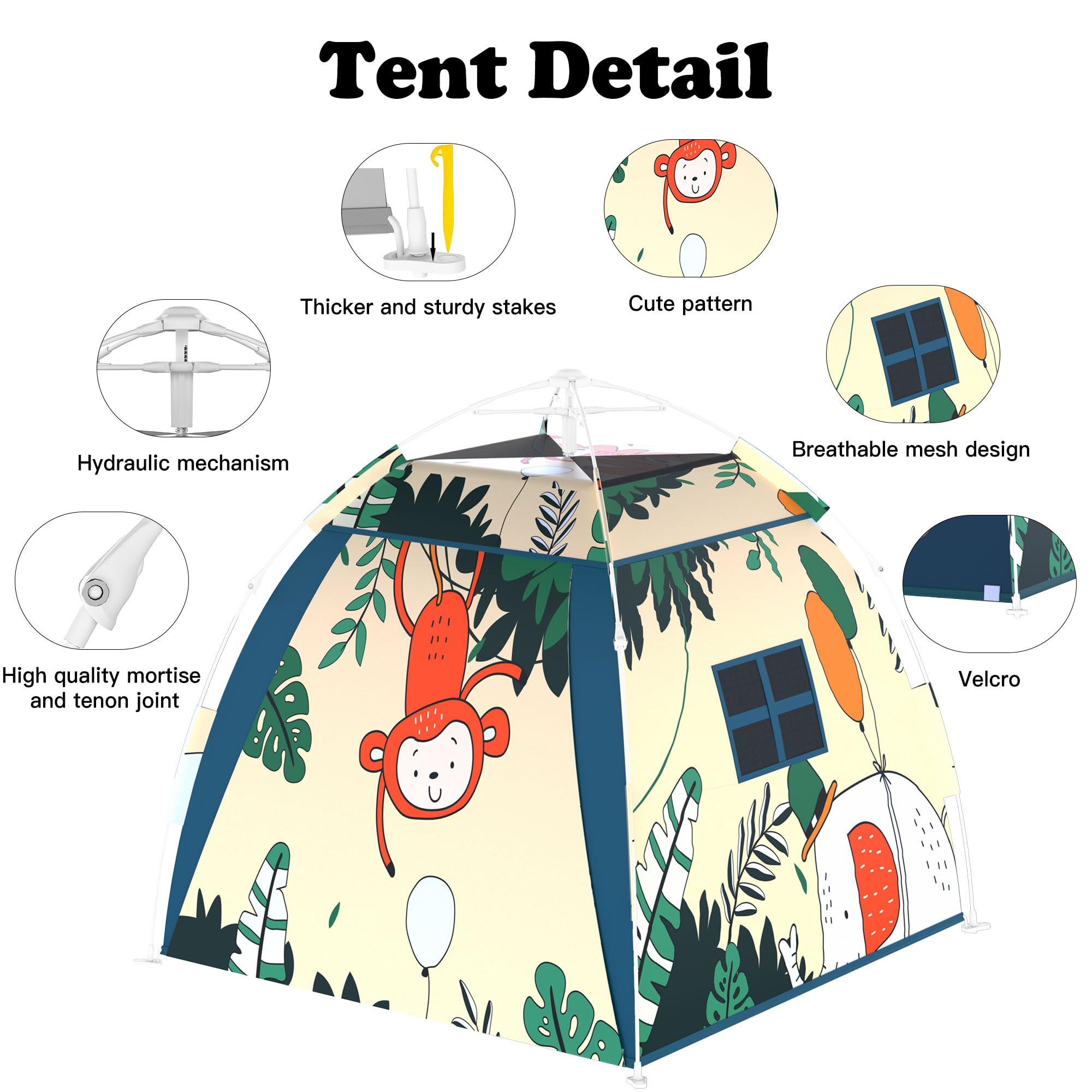 Outdoor Multi-Purpose Play House for Toddlers-Easy to Set up and Pop up Play Tent with Tunnel and Playhouse Kids Indoor Outdoor, Outdoor/Indoor Kid's Pop Up Play House, Gift for Toddlers(Monkey)