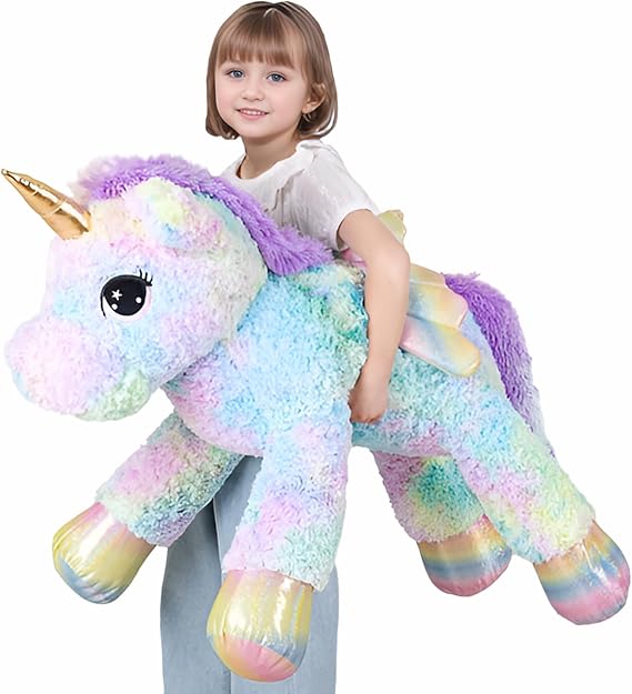 44 Inch Giant Unicorn Stuffed Animal Pillow, Cute Soft Big Unicorn