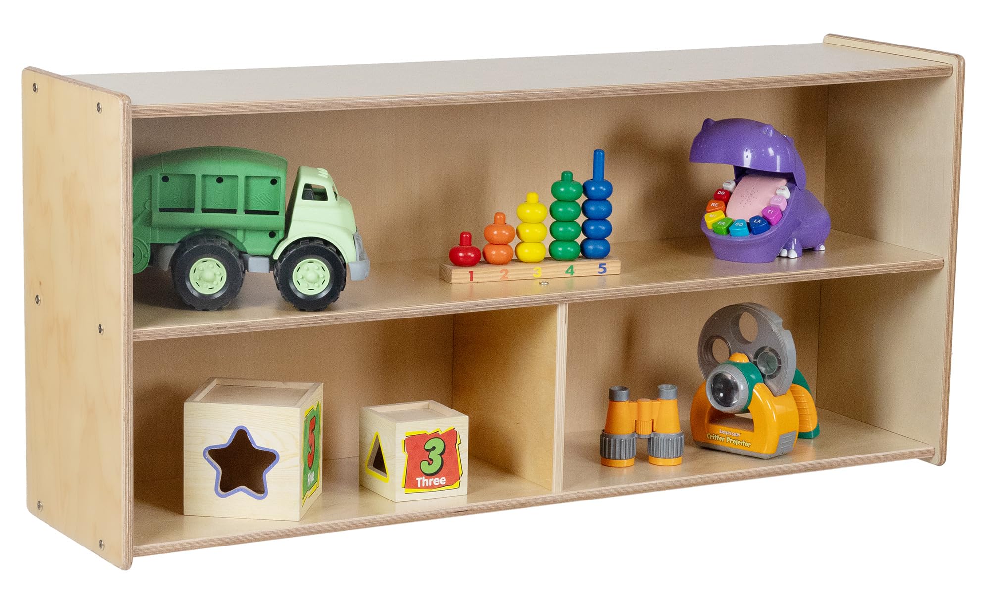 2-Shelf Kids Bookshelf & Toy Storage Organizer | 3-Section Montessori
