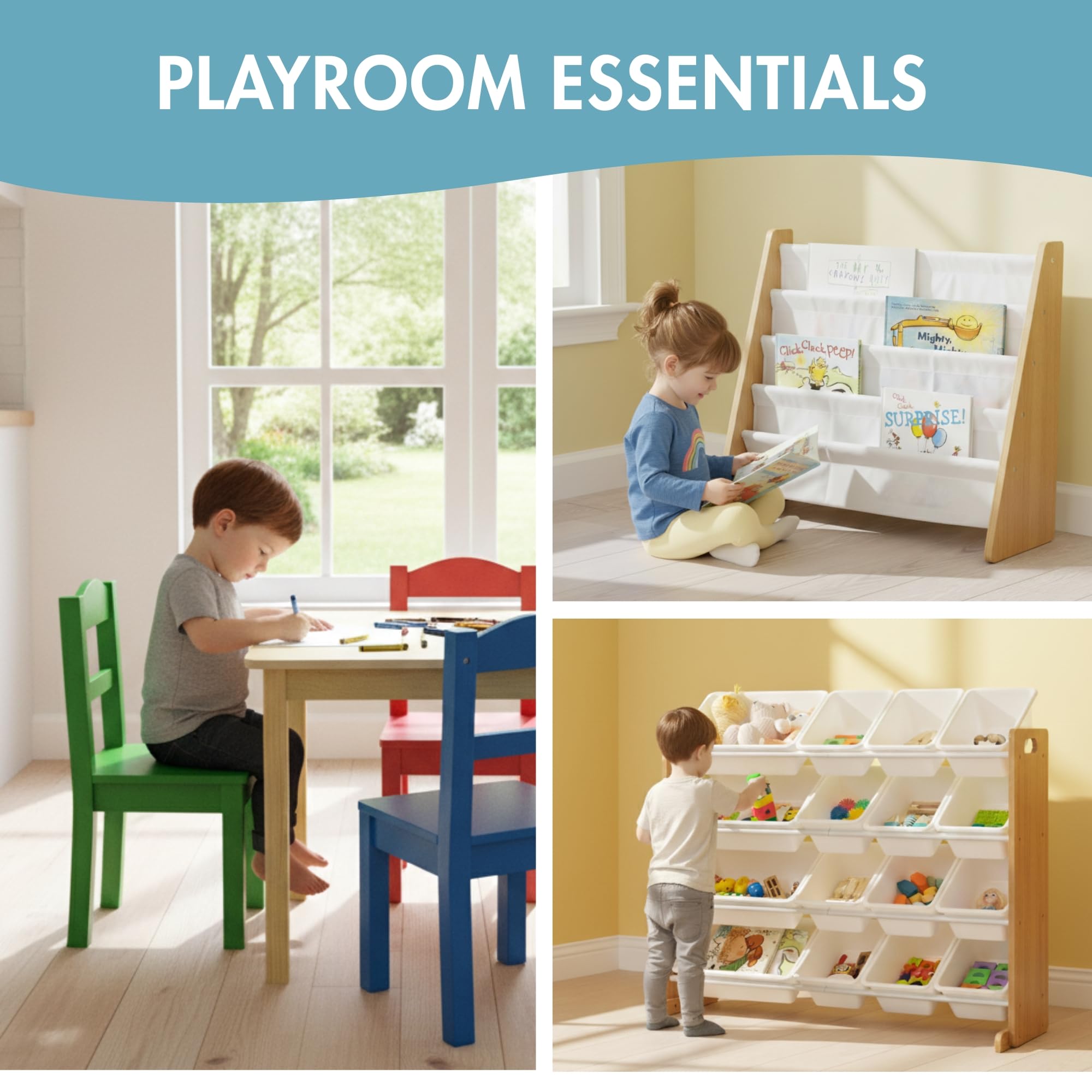 Kids Wooden Table and 4 Chairs Set