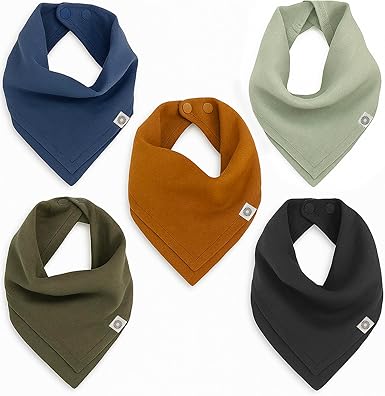 Indi Bandana Bibs for Boys & Girls, Fairtrade Certified, 4-Way Reversible Baby Drool Bibs
