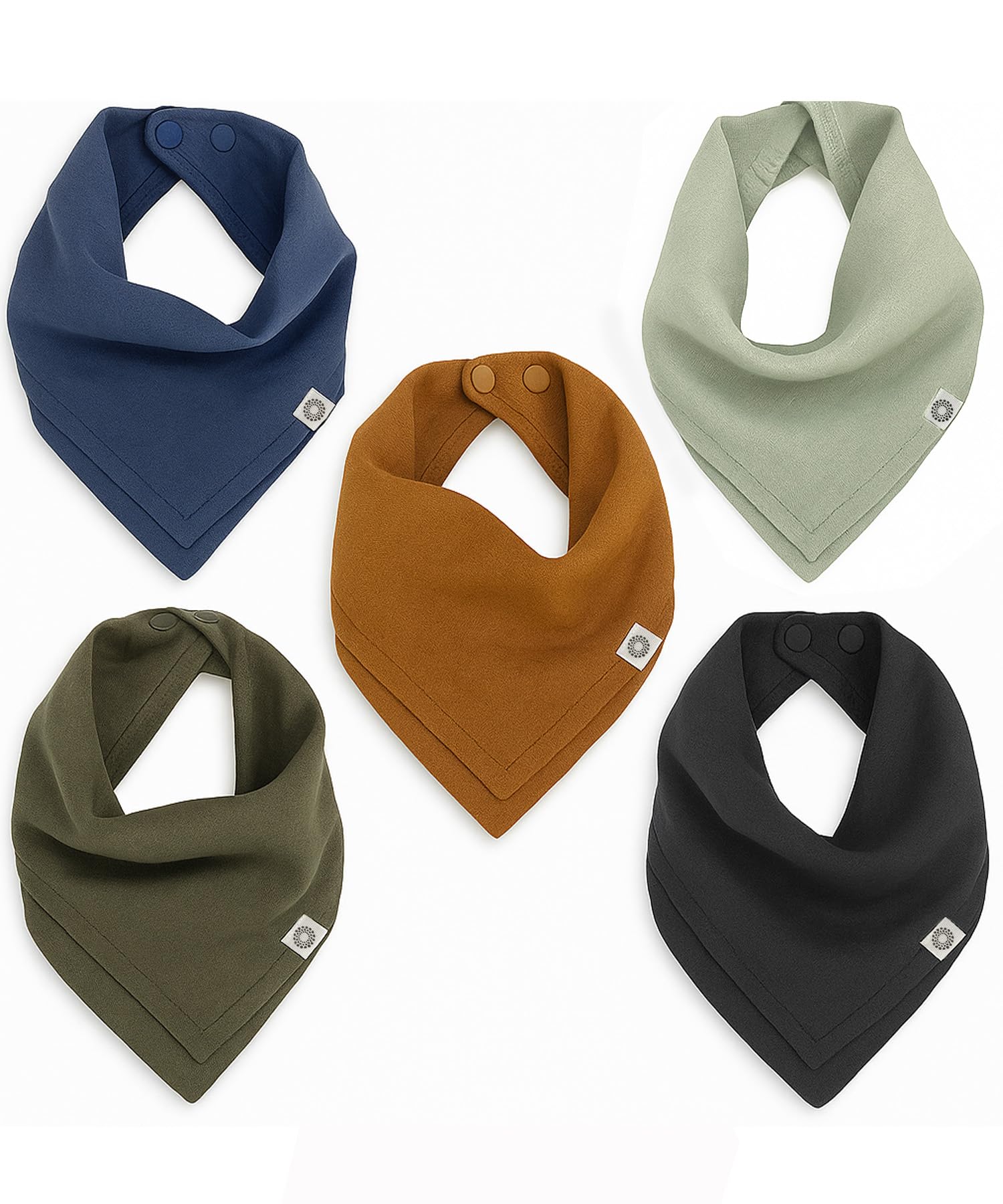 Kishu Baby Indi Organic Muslin Baby Bandana Bibs – Fairtrade, Soft 4-Way Reversible Drool Bibs for Boys & Girls – Absorbent, Unisex (Set of 5)