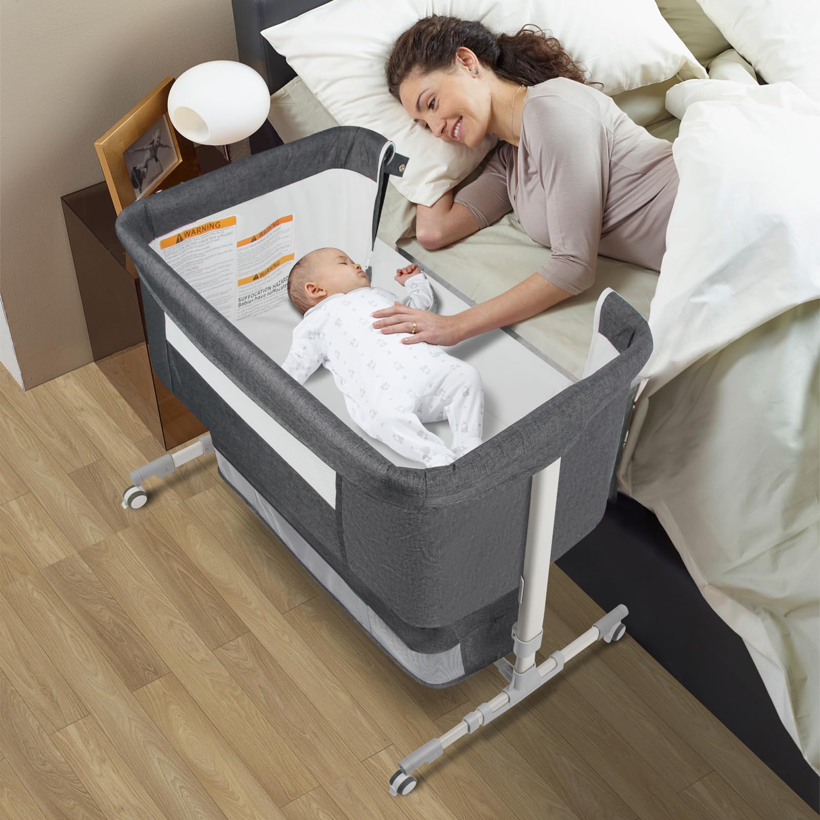 4-in-1 Convertible Bedside Bassinet with Mosquito Net