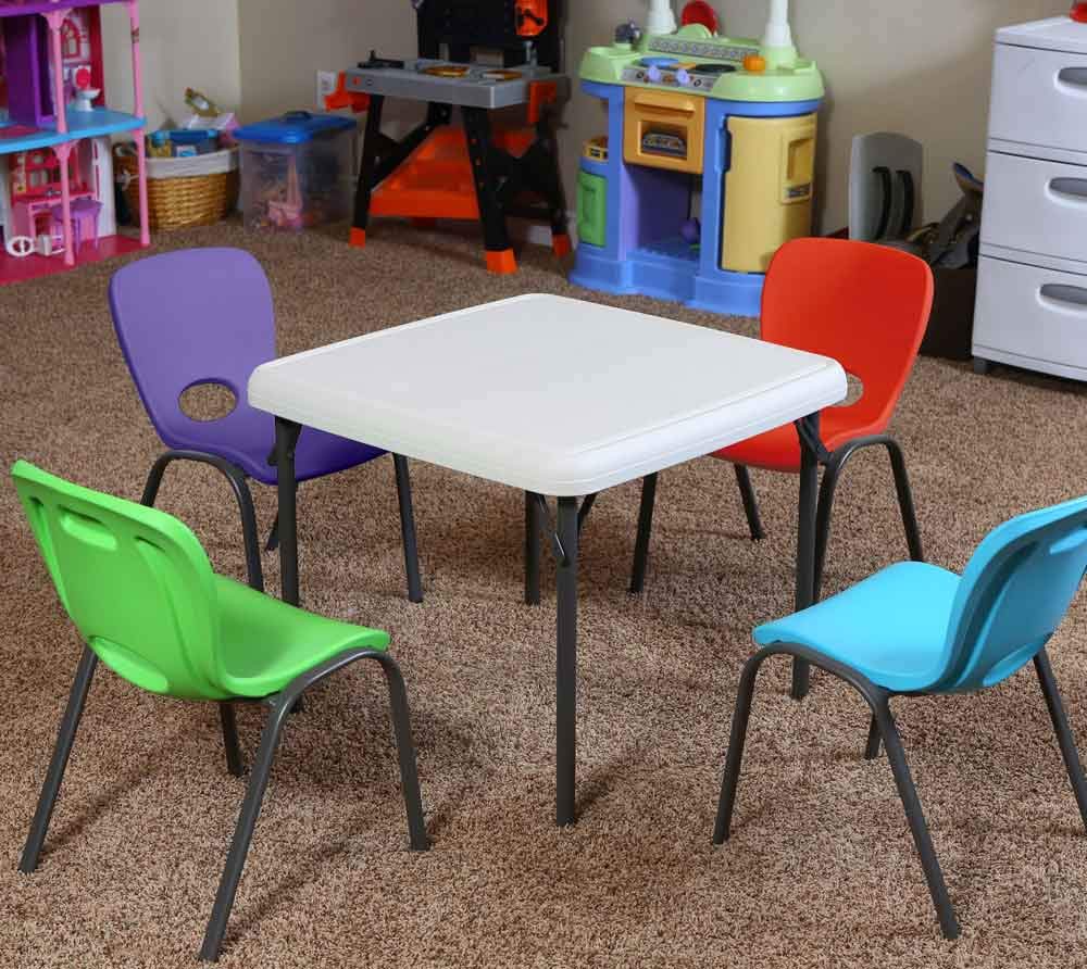 Kids Stacking Chair 4-Pack Lime Green