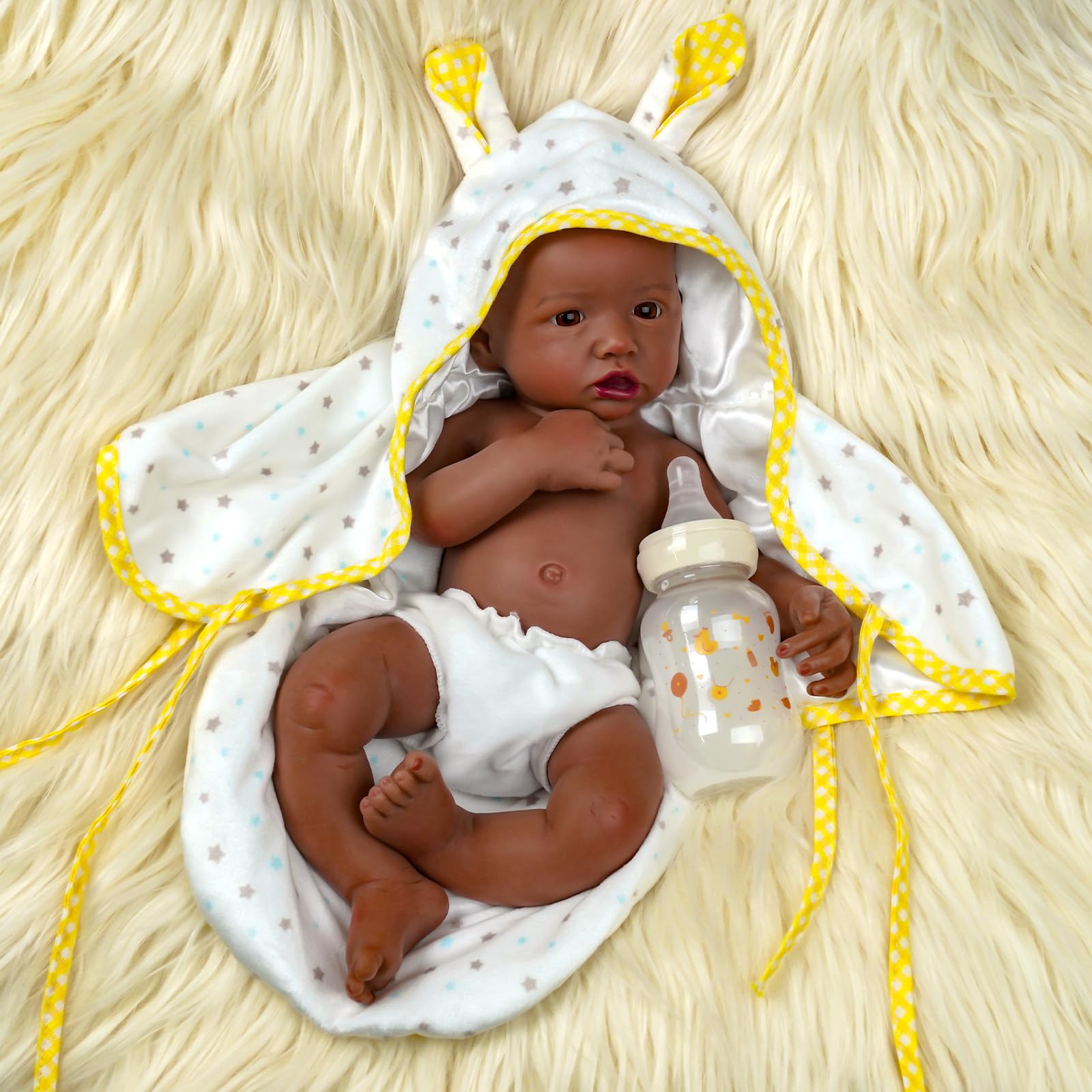 16 inch Full Body Silicone Baby Dolls, Realistic African American Reborn Doll Black Girl