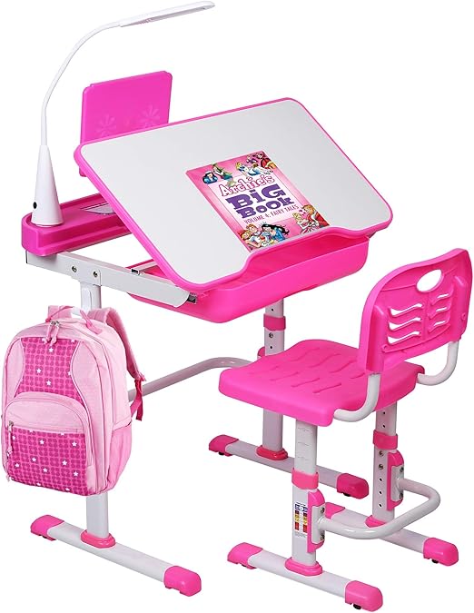 Kids Desk and Chair Set, Height Adjustable Child's School Study